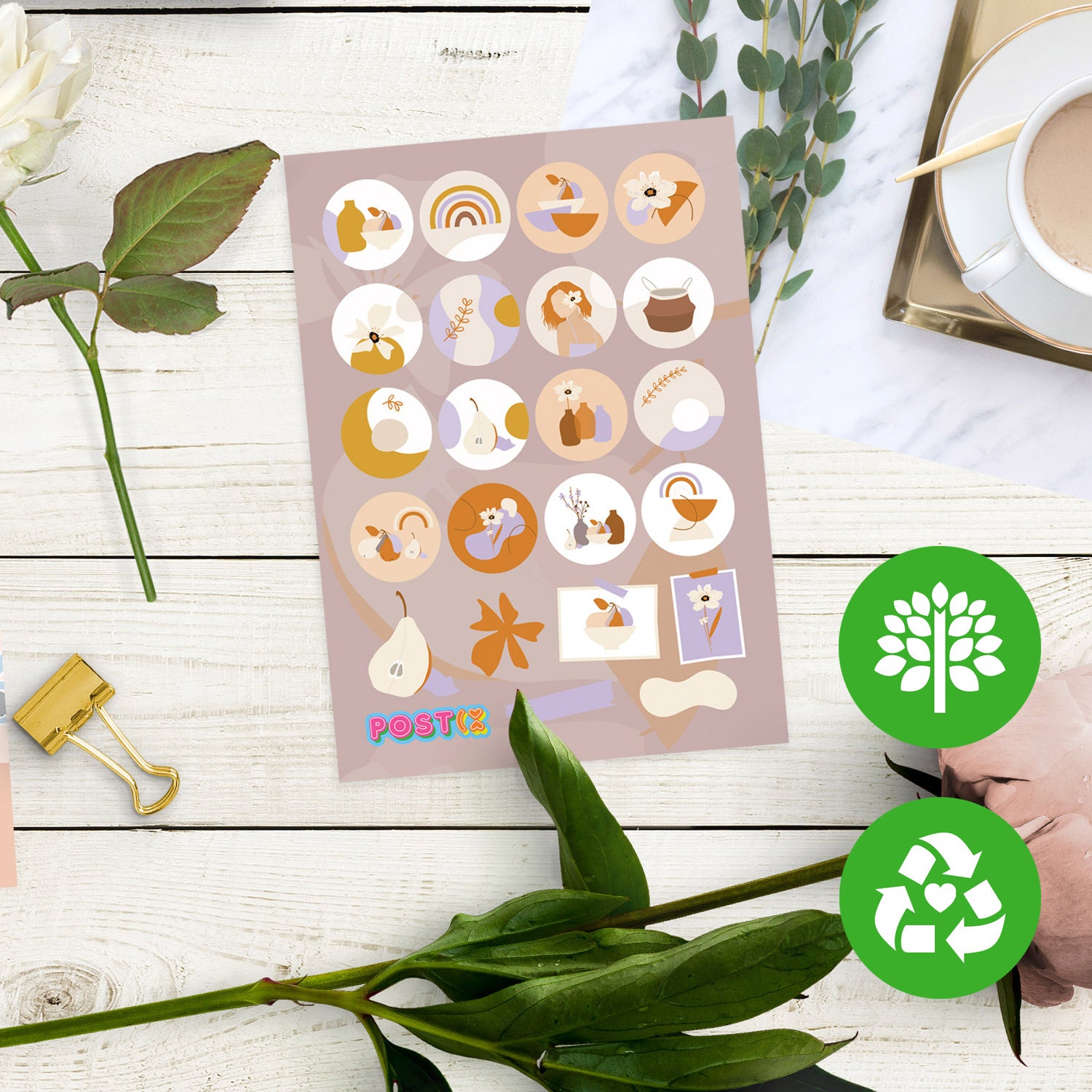 Abstract Spring A7 Eco-Friendly Sticker Sheet