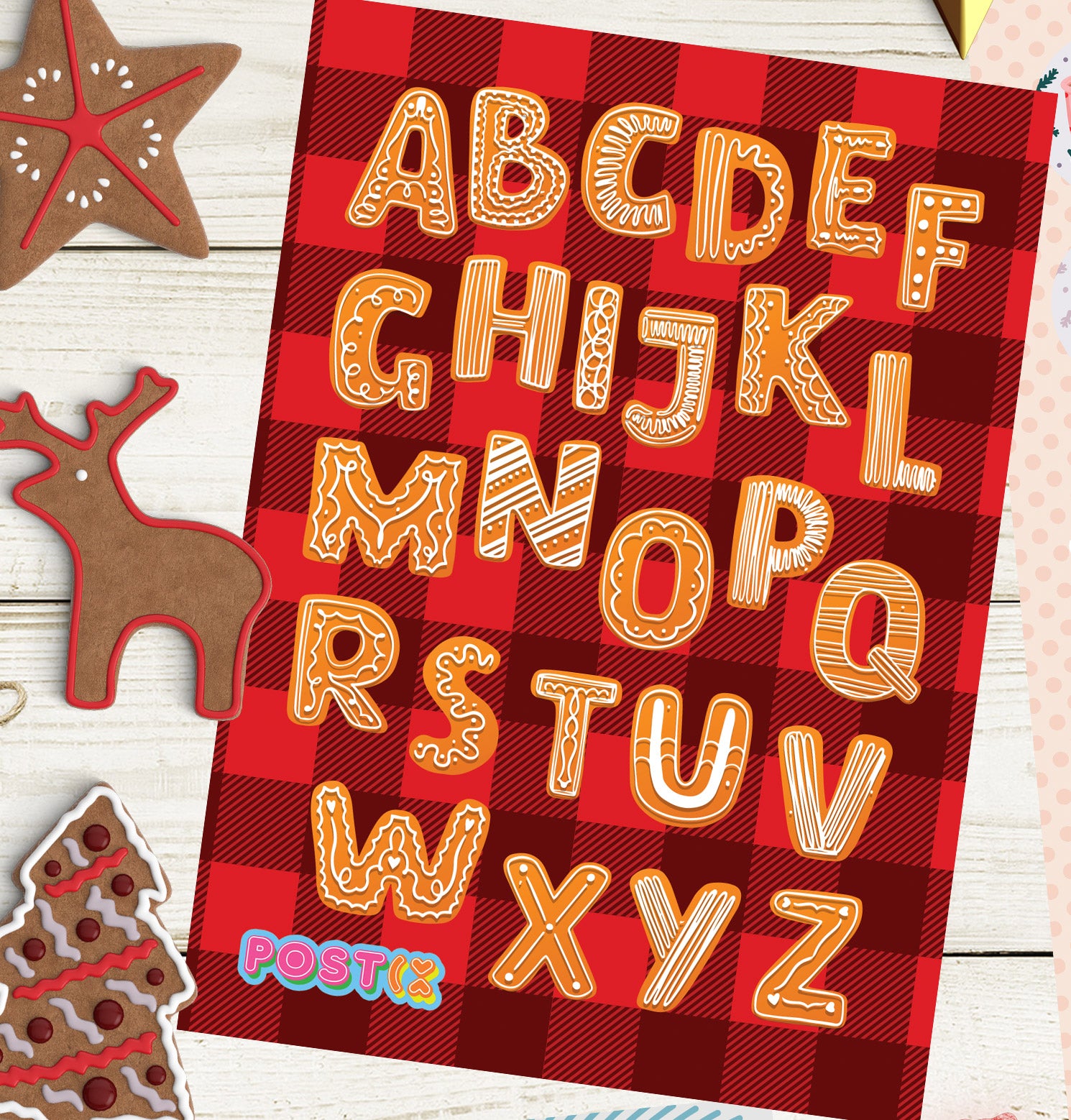 Alphabet Gingerbread Cookies A6 Sticker Sheet
