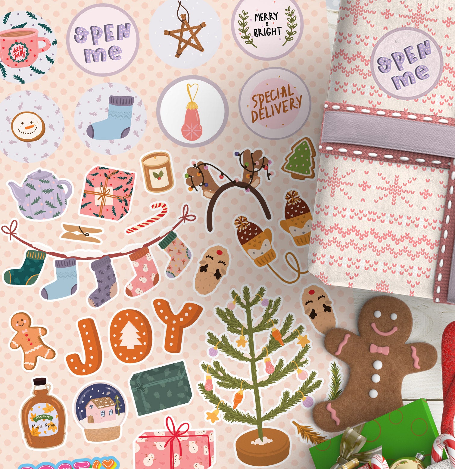 Cosy Christmas A5 Sticker Sheet
