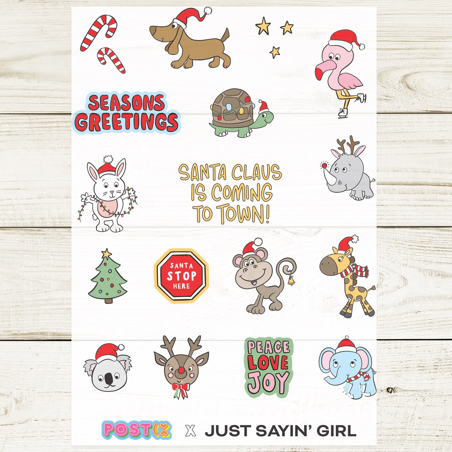 Just Sayin' Girl's Xmas Animals A5 Transparent Sticker Sheet