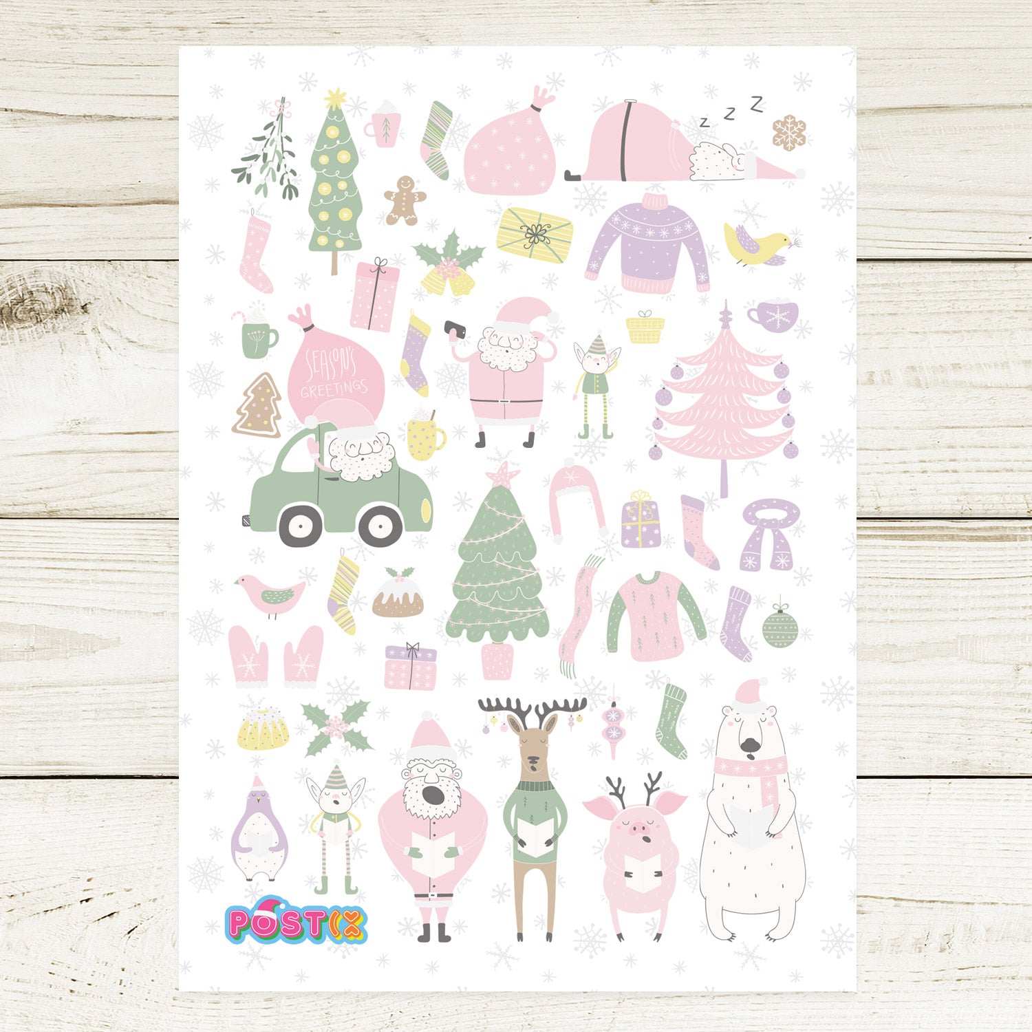 Quirky Christmas Carollers A6 Sticker Sheet