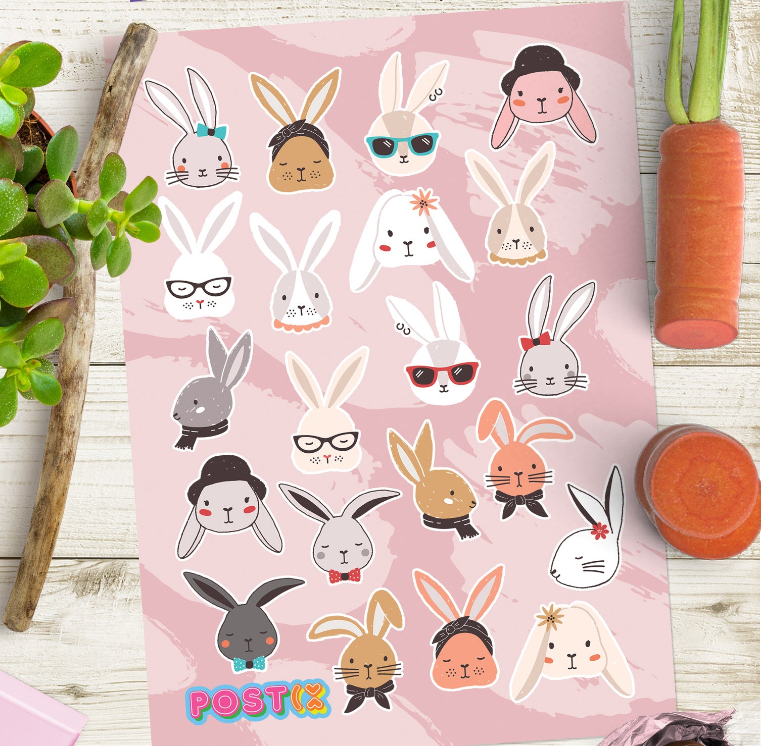Funny Bunnies A6 Sticker Sheet