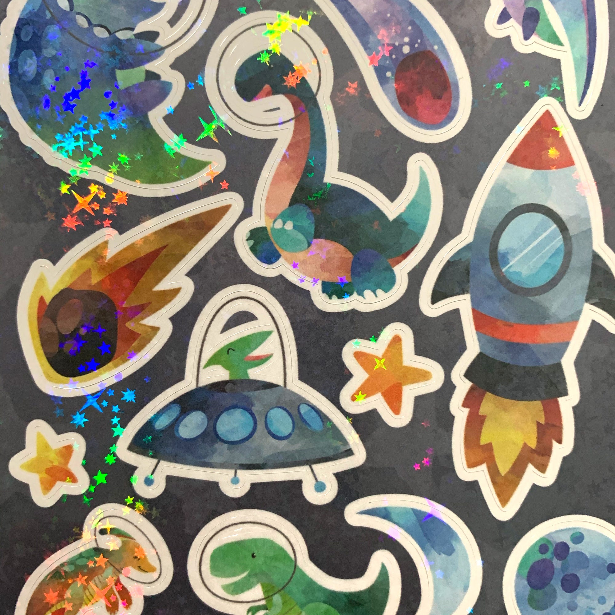 Space Dinos Hologram A6 Sticker Sheet