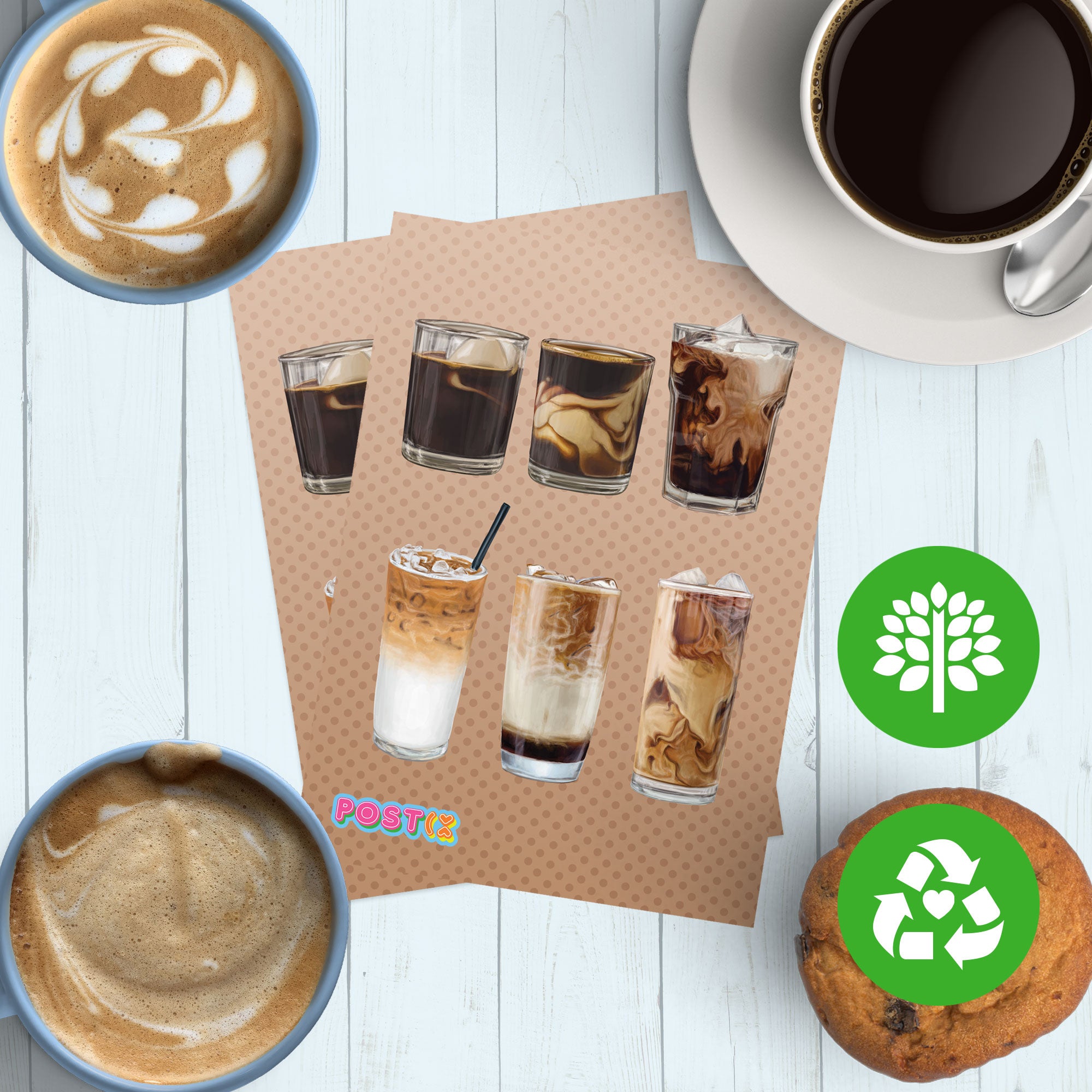 Iced Coffee Crush A7 Eco-Friendly Sticker Sheet