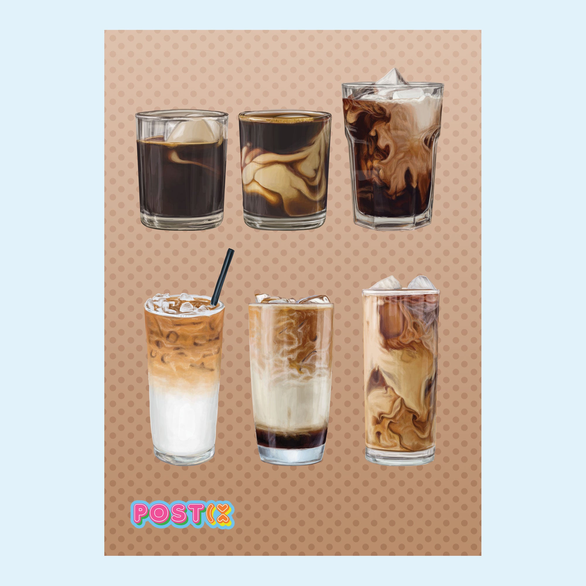 Iced Coffee Crush A7 Eco-Friendly Sticker Sheet