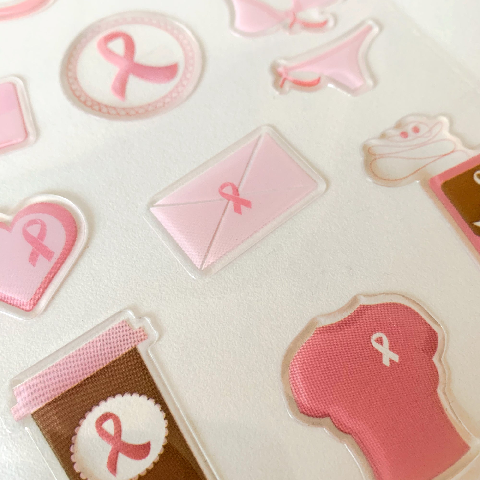 Pink Ribbon A6 3D Sticker Sheet
