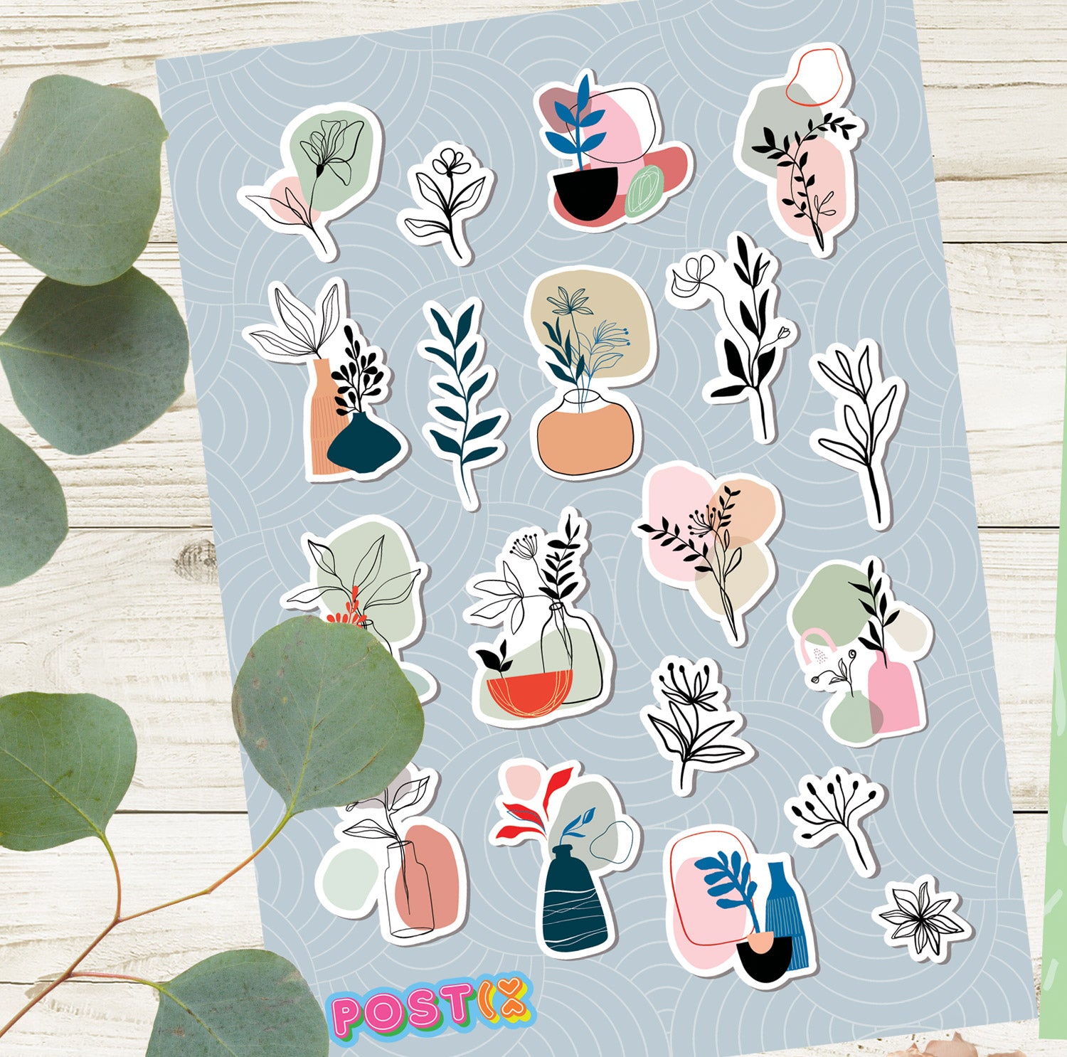 Abstract Plants A6 Sticker Sheet