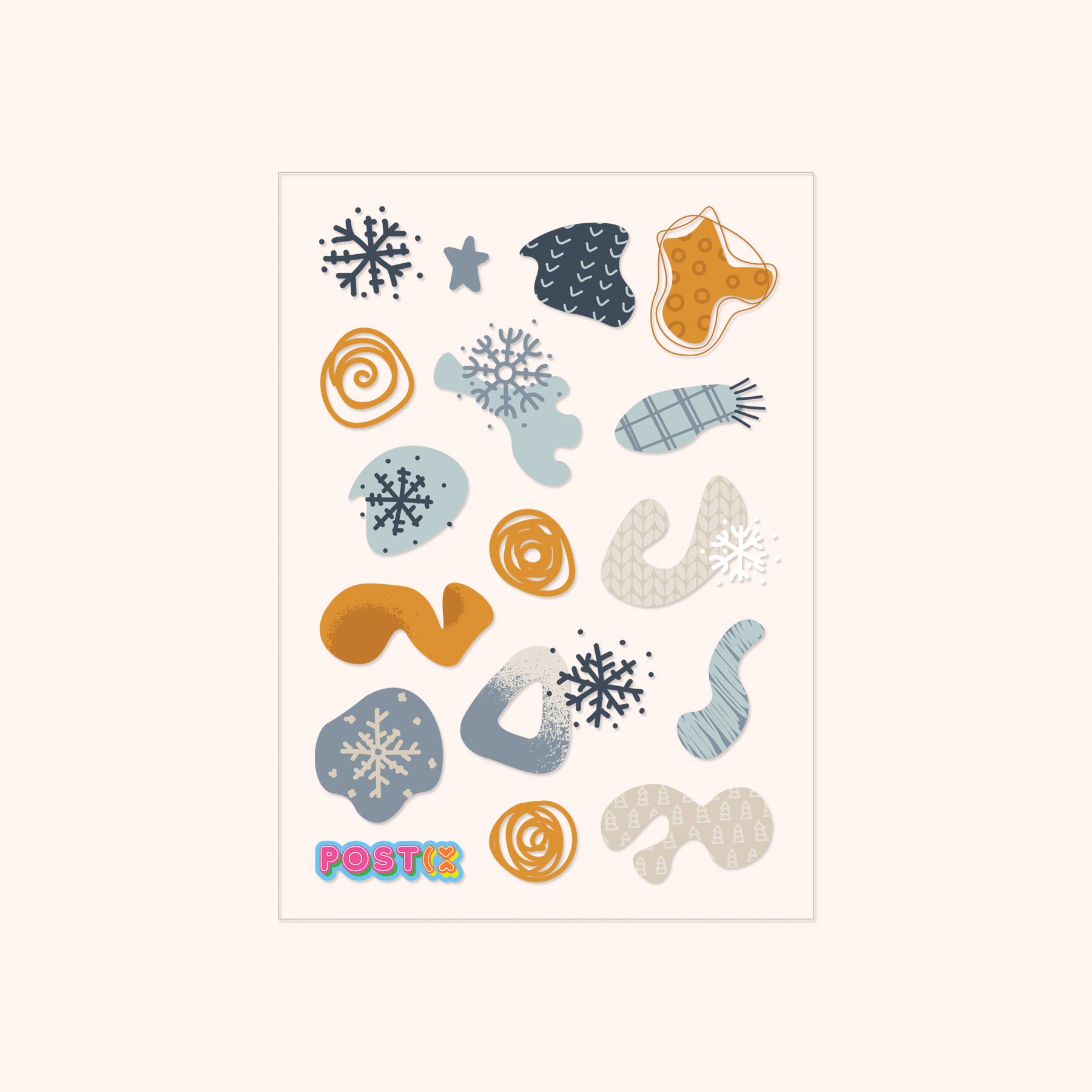 Abstract Winter A6 Transparent Sticker Sheet
