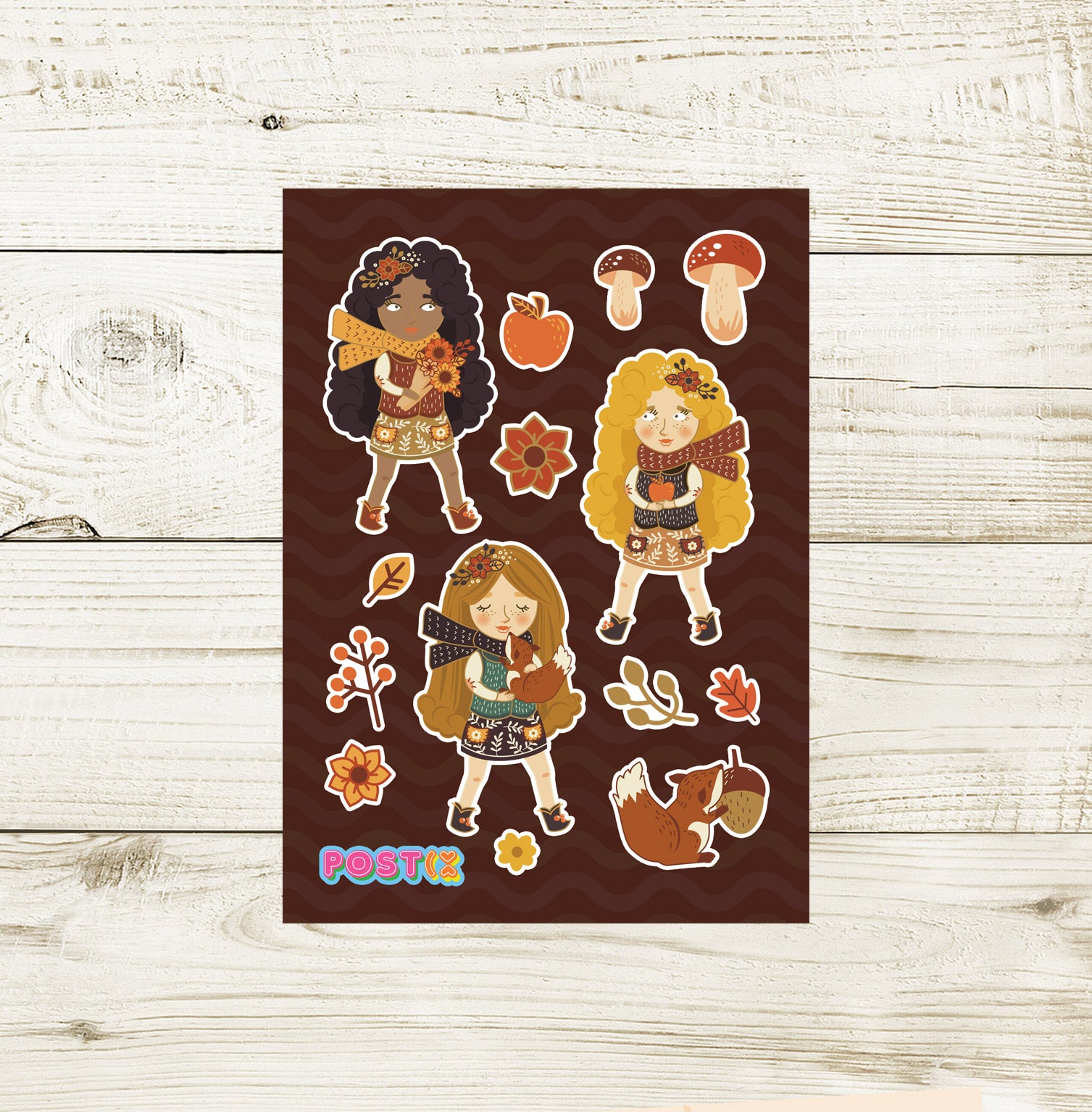 Autumn Girls Eco-Friendly A7 Sticker Sheet
