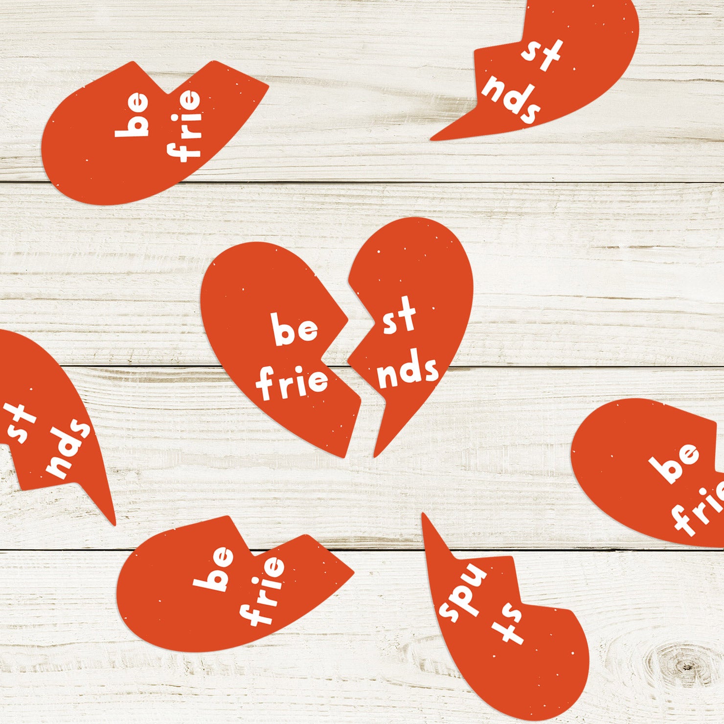 Best Friends Hearts Sticker Flake