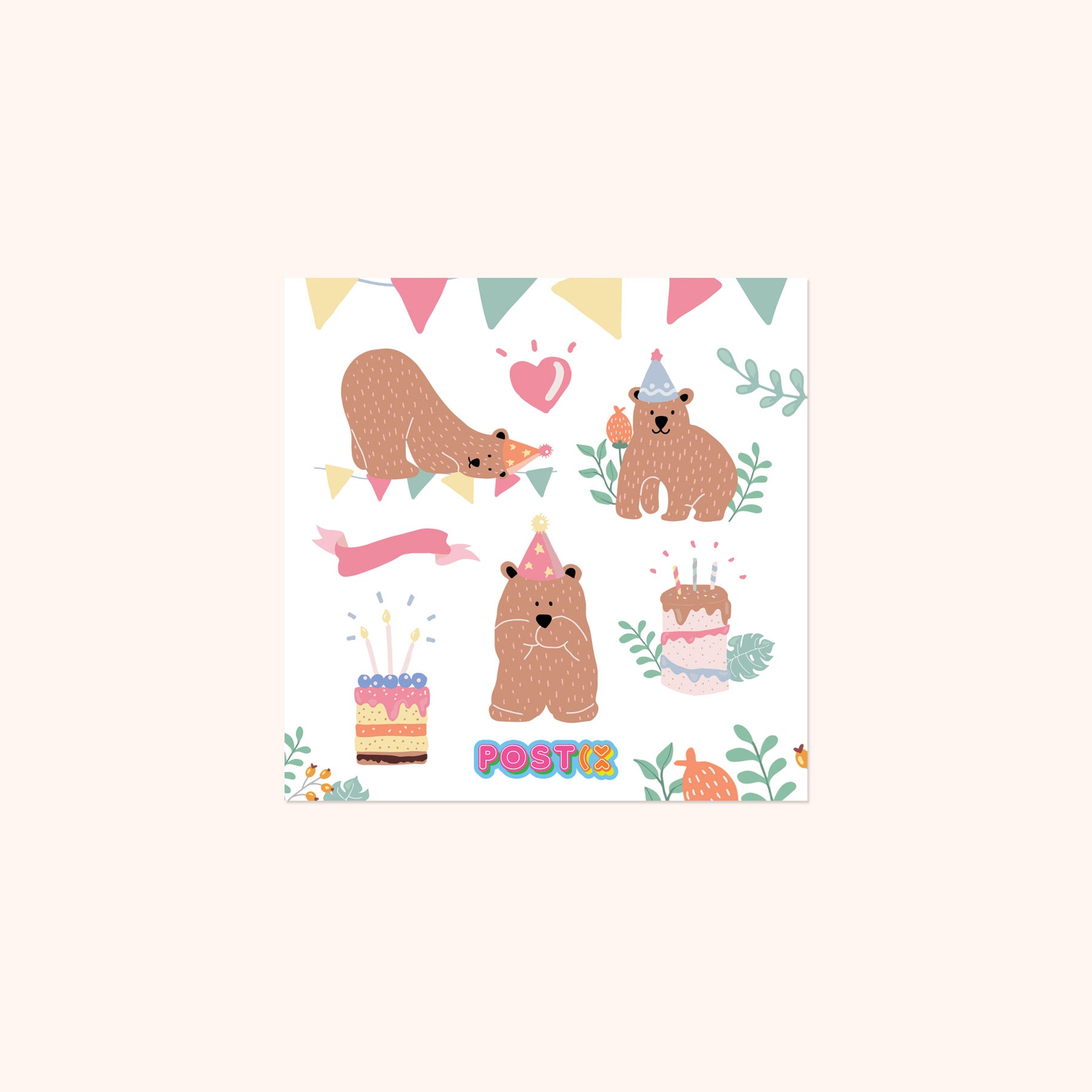 The Birthday Bear A6 Sticker Sheet