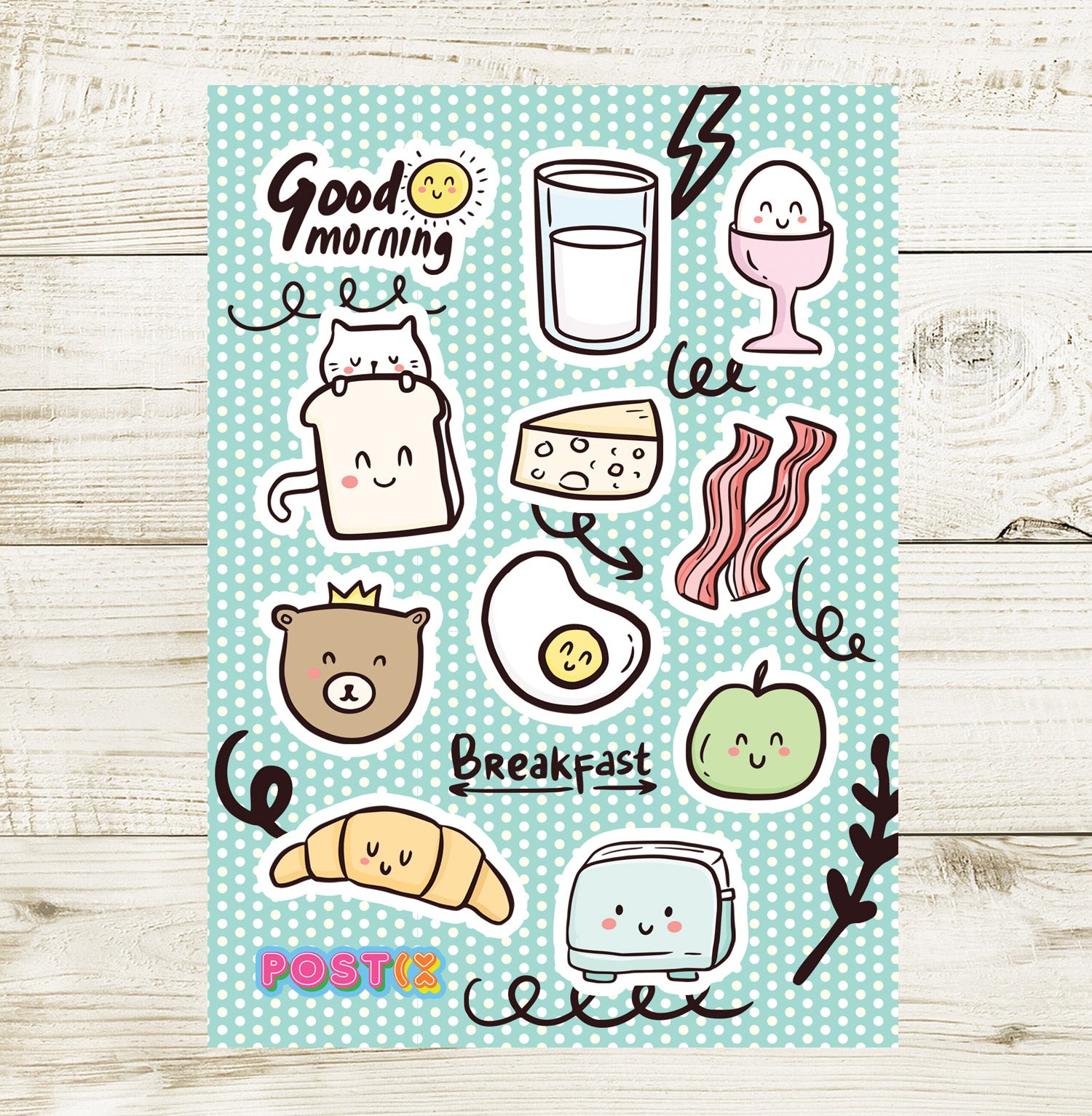 Breakfast Buddies A6 Sticker Sheet