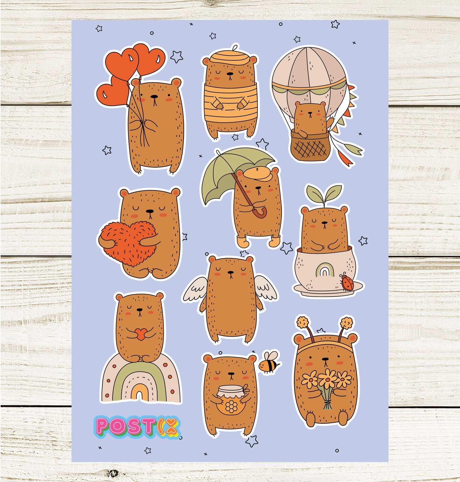 Lovely Brown Bears A6 Sticker Sheet