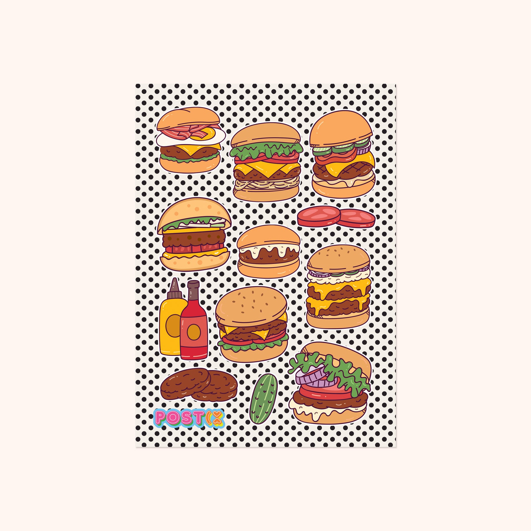 Burger Bites A6 Sticker Sheet