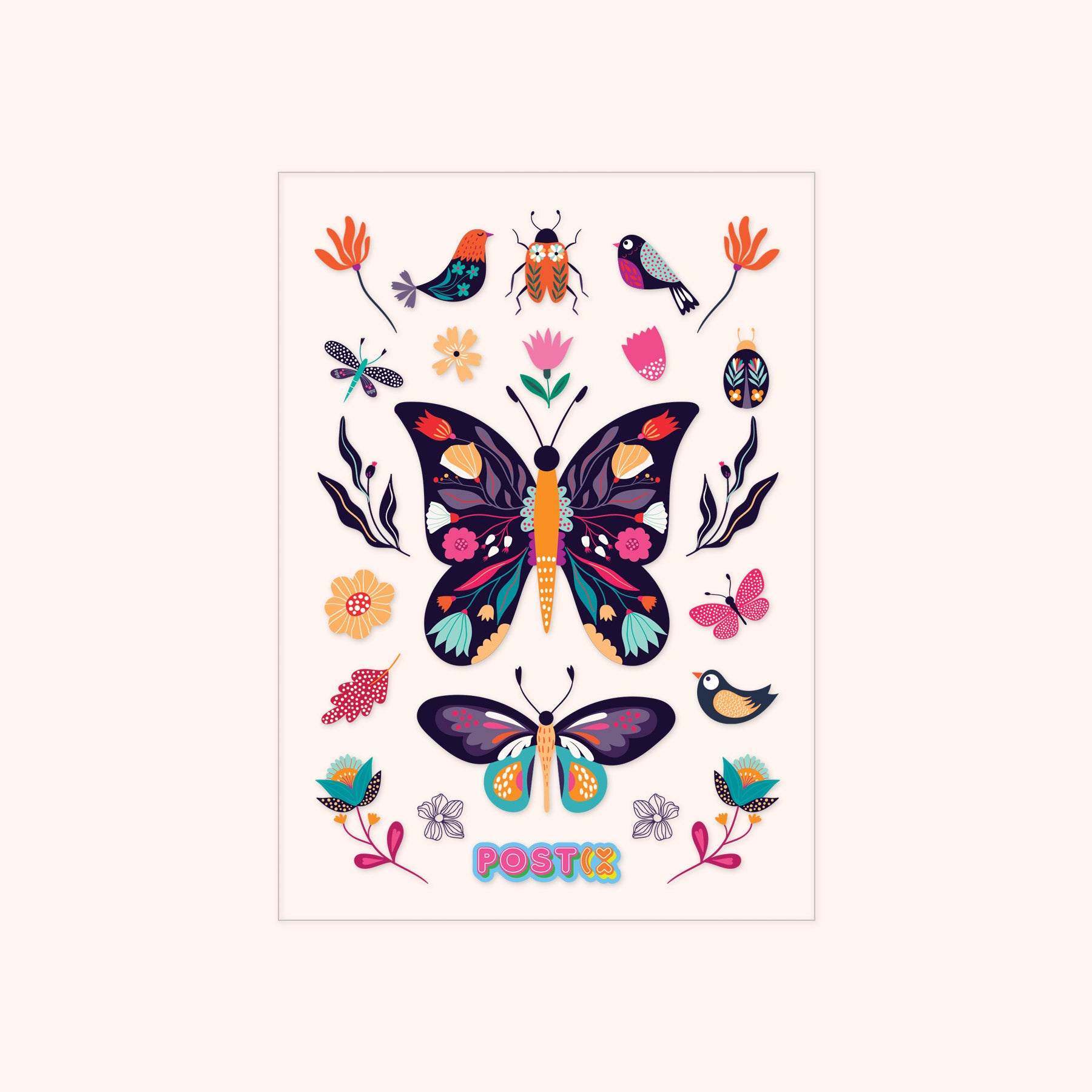 Butterfly Garden Transparent A6 Sticker Sheet