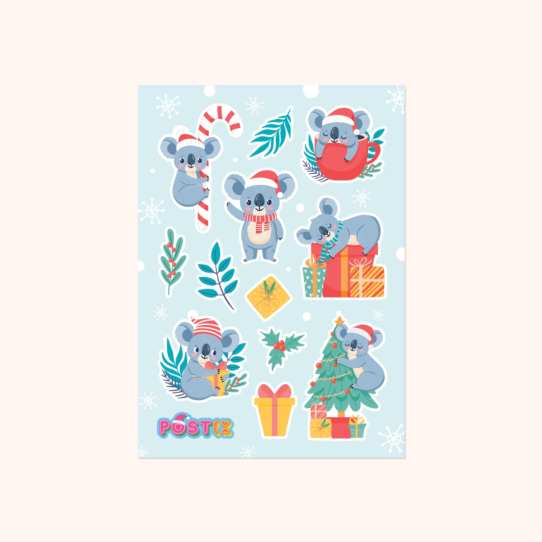 Christmas with Koalas A6 Sticker Sheet