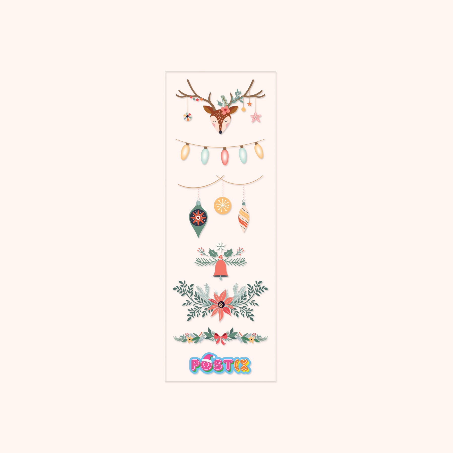 Christmas Ornaments Transparent Strip Sticker Sheet