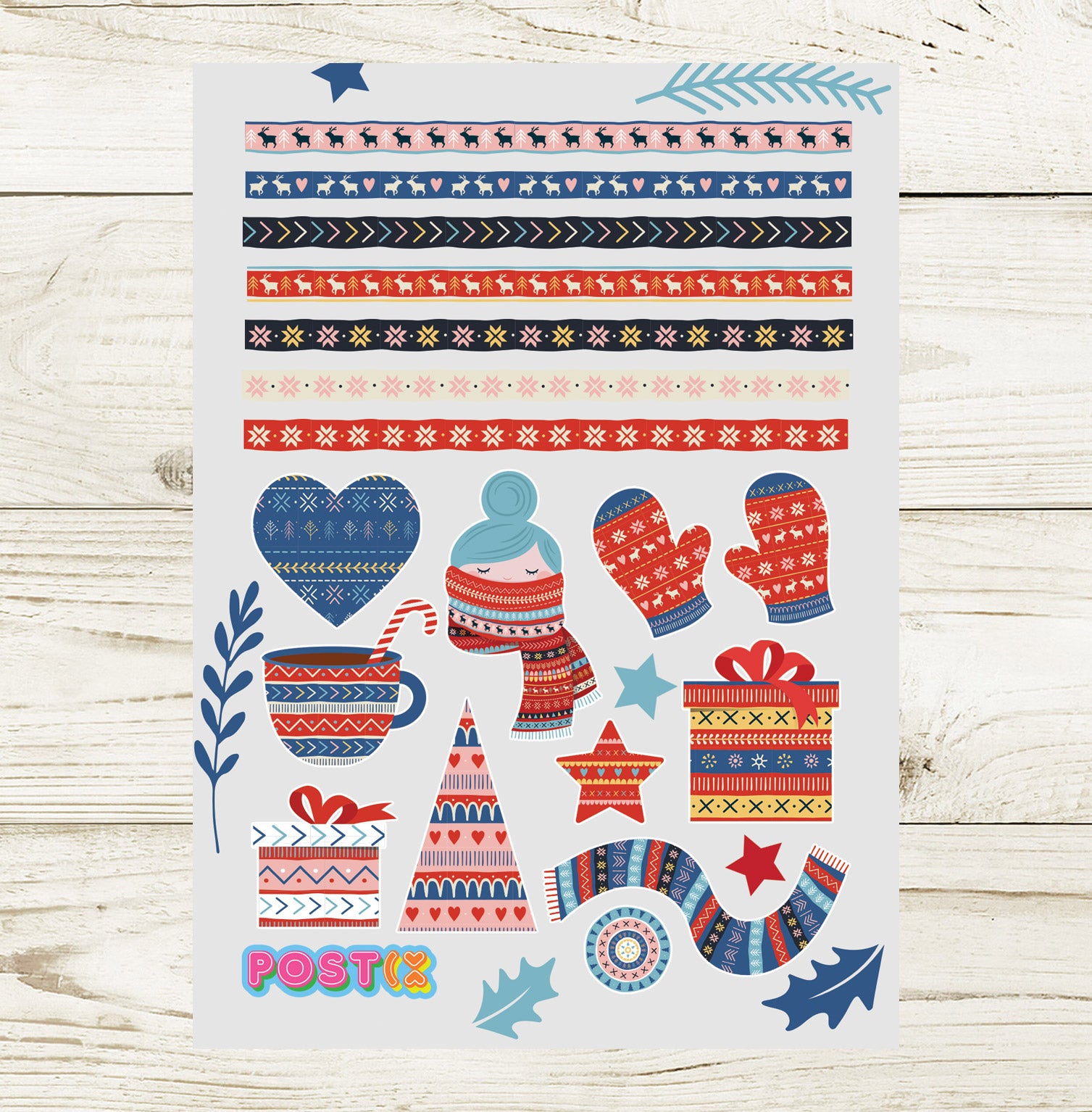 Christmas Patterns A6 Sticker Sheet