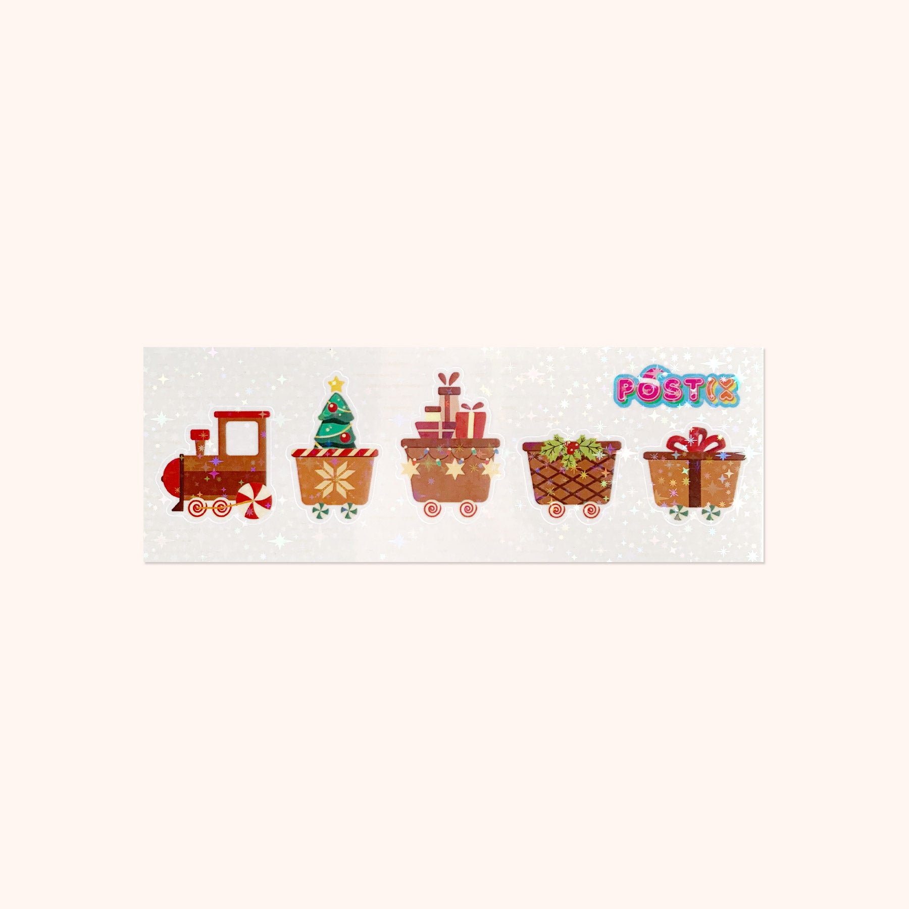Christmas Candy Train Strip Hologram Sticker Sheet