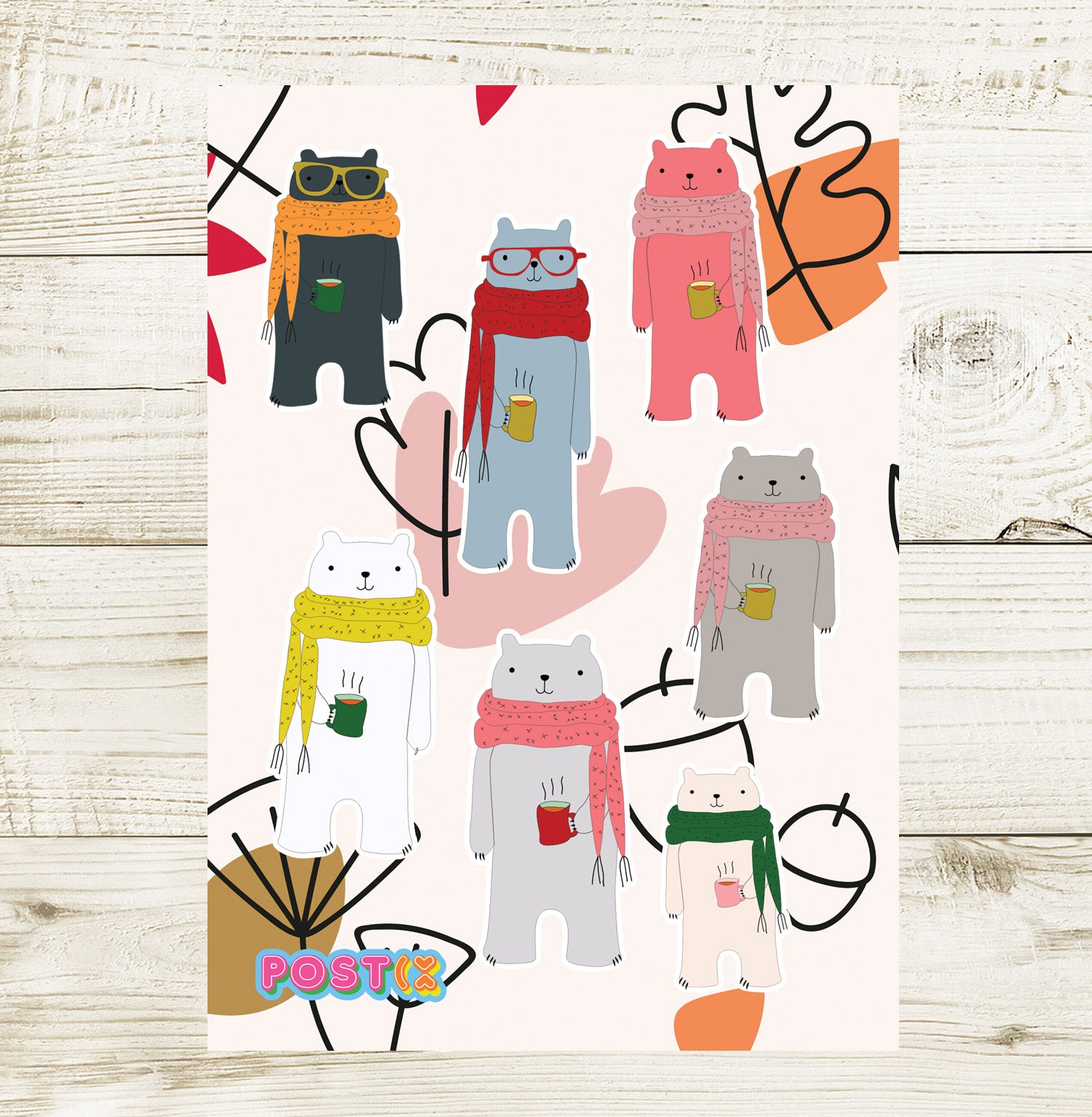 Bears with Mugs A6 Sticker Sheet