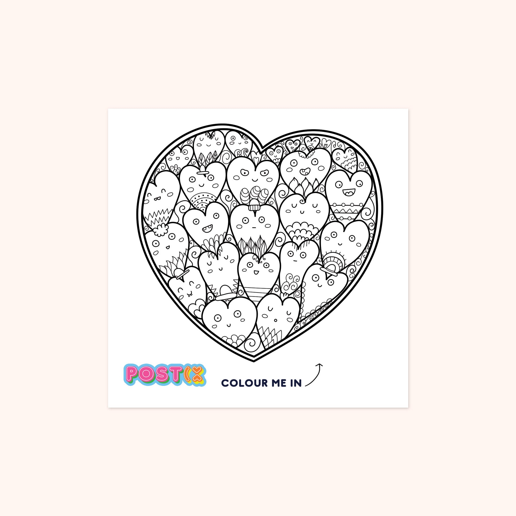 Heartfill Square Colouring In Sticker Sheet