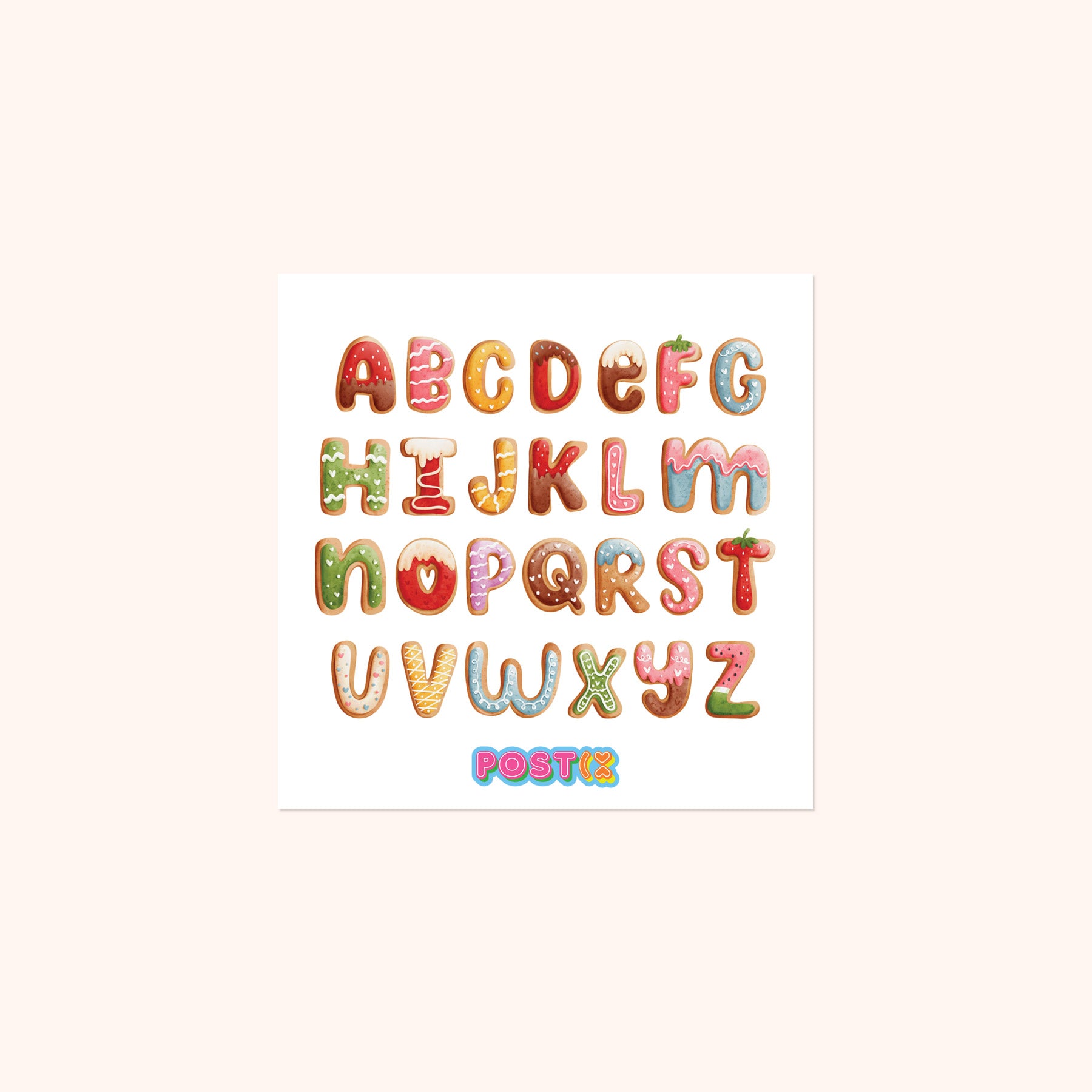 Alphabet Cookies Rub On Sticker Sheet