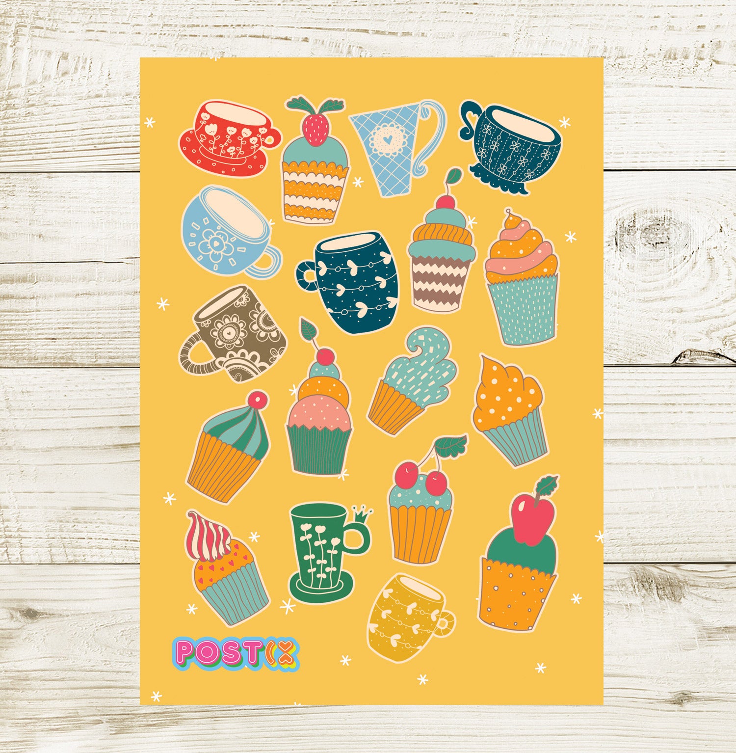 Cupcakes and Coffee A6 Sticker Sheet