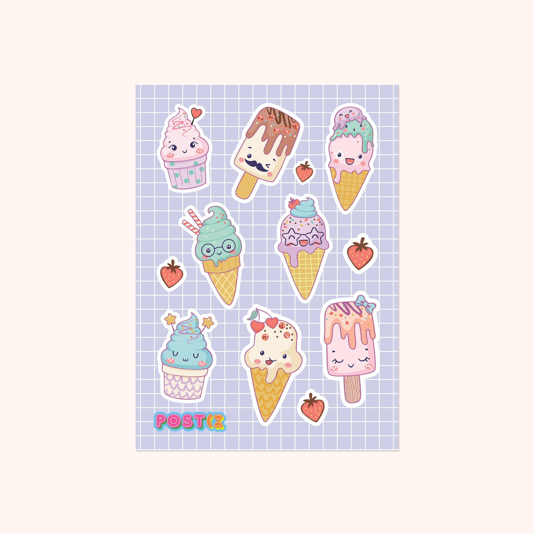 Ice Cream Characters A6 Sticker Sheet