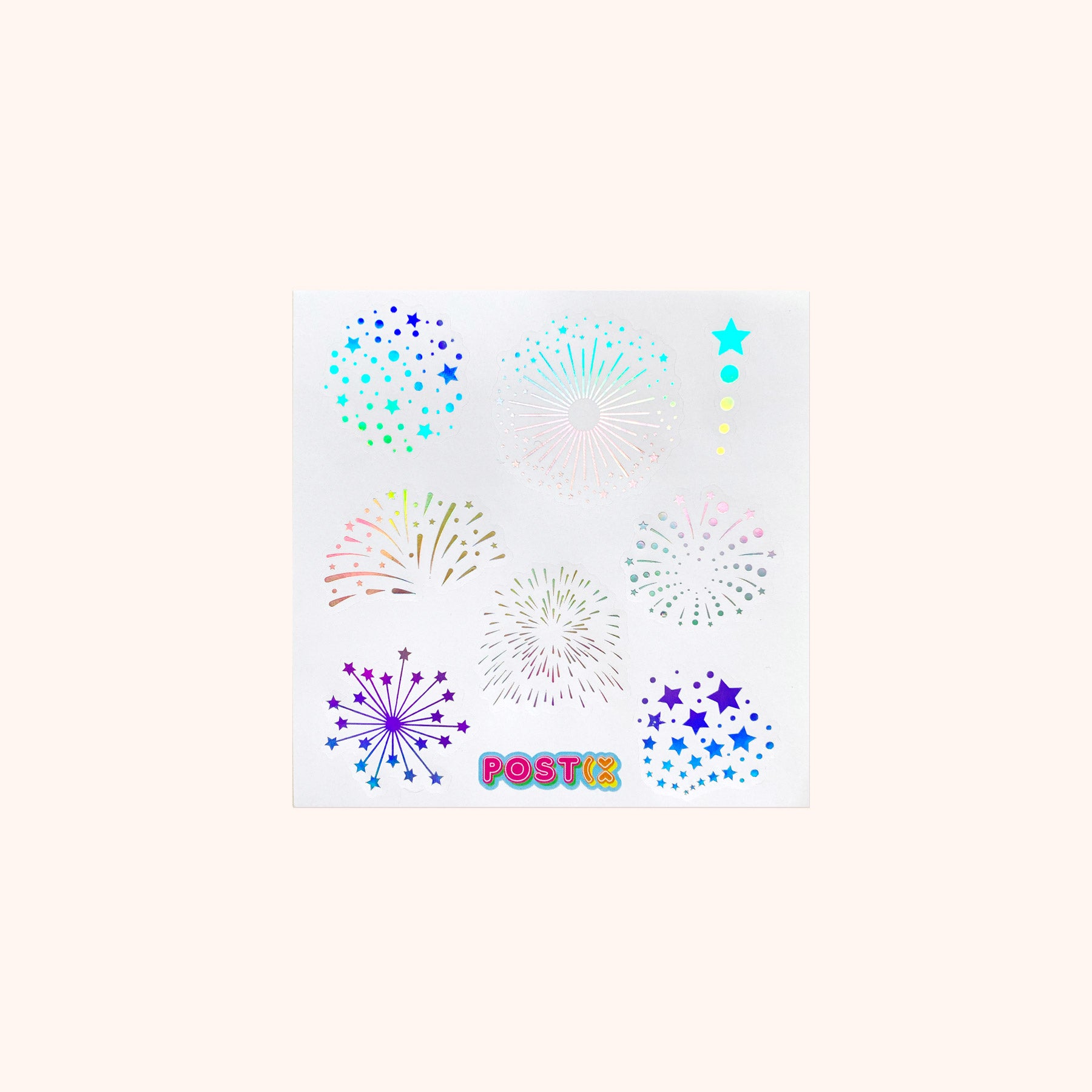Fireworks Square Hologram Sticker Sheet