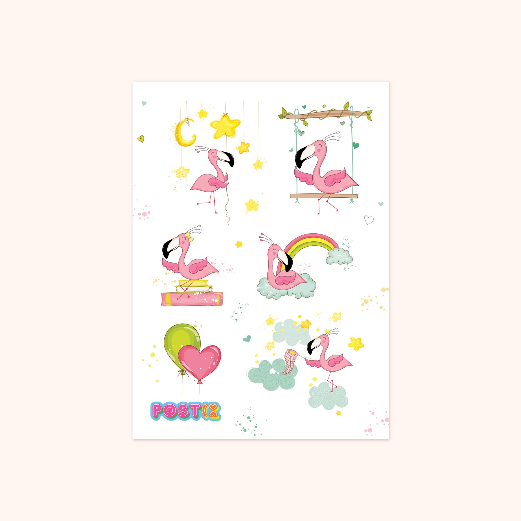 Happy Flamingo Dreaming A6 Washi Sticker Sheet