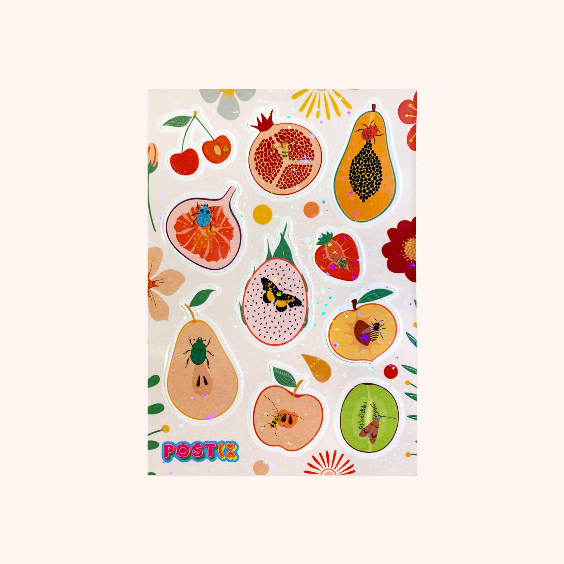 Flutter Fruits Hologram A6 Sticker Sheet