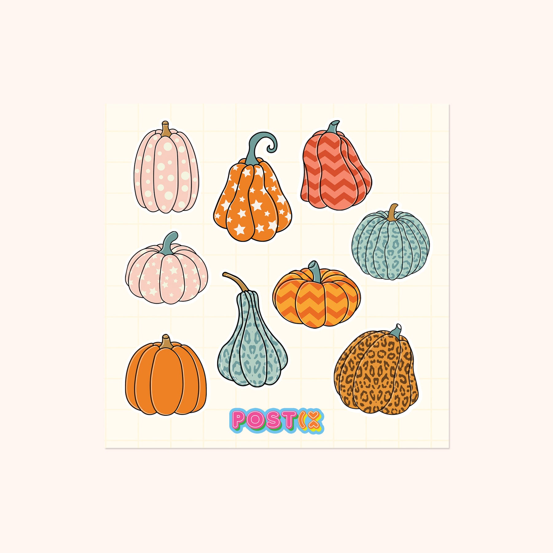 Funky Pumpkins Square Sticker Sheet