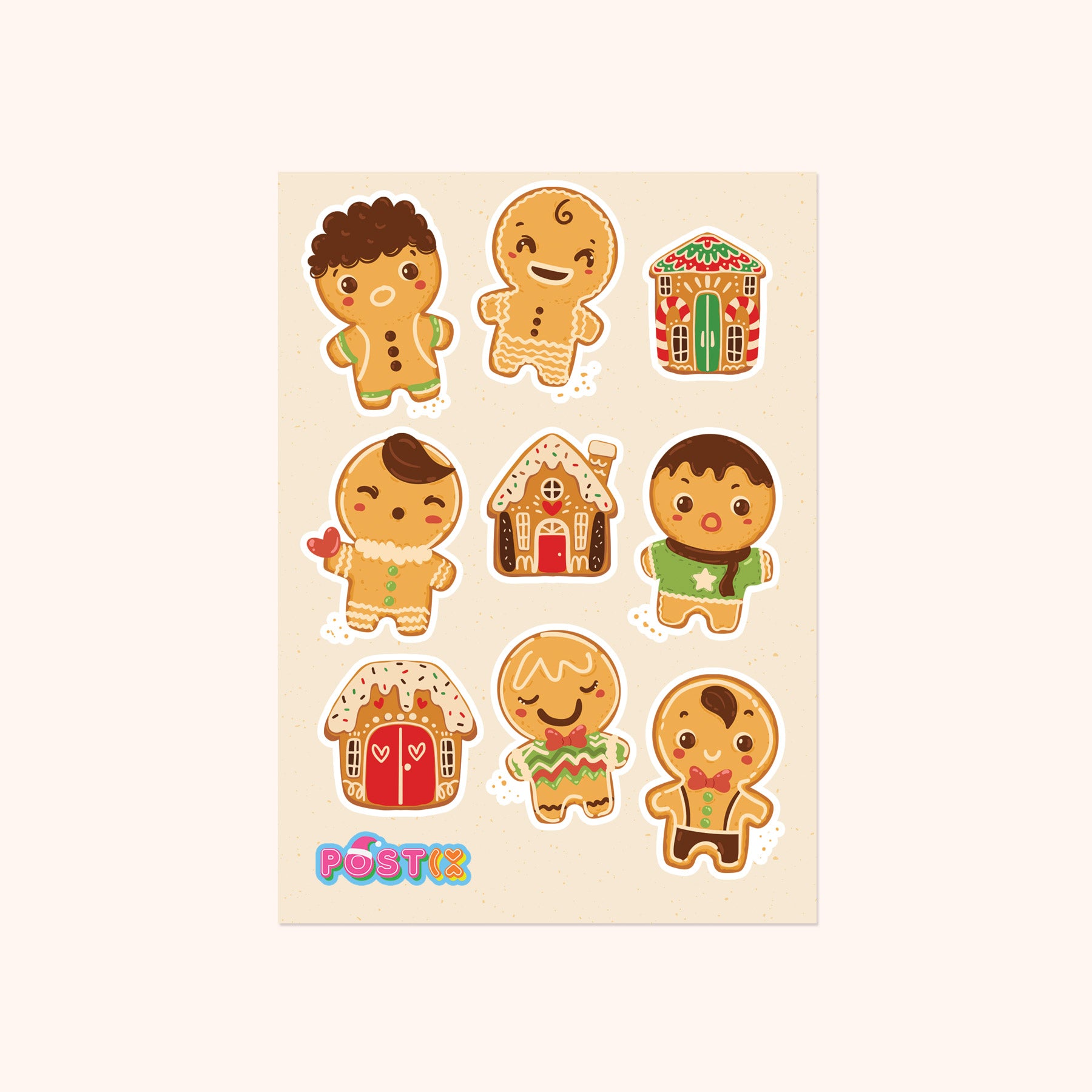 Gingerbread Kids A6 Sticker Sheet