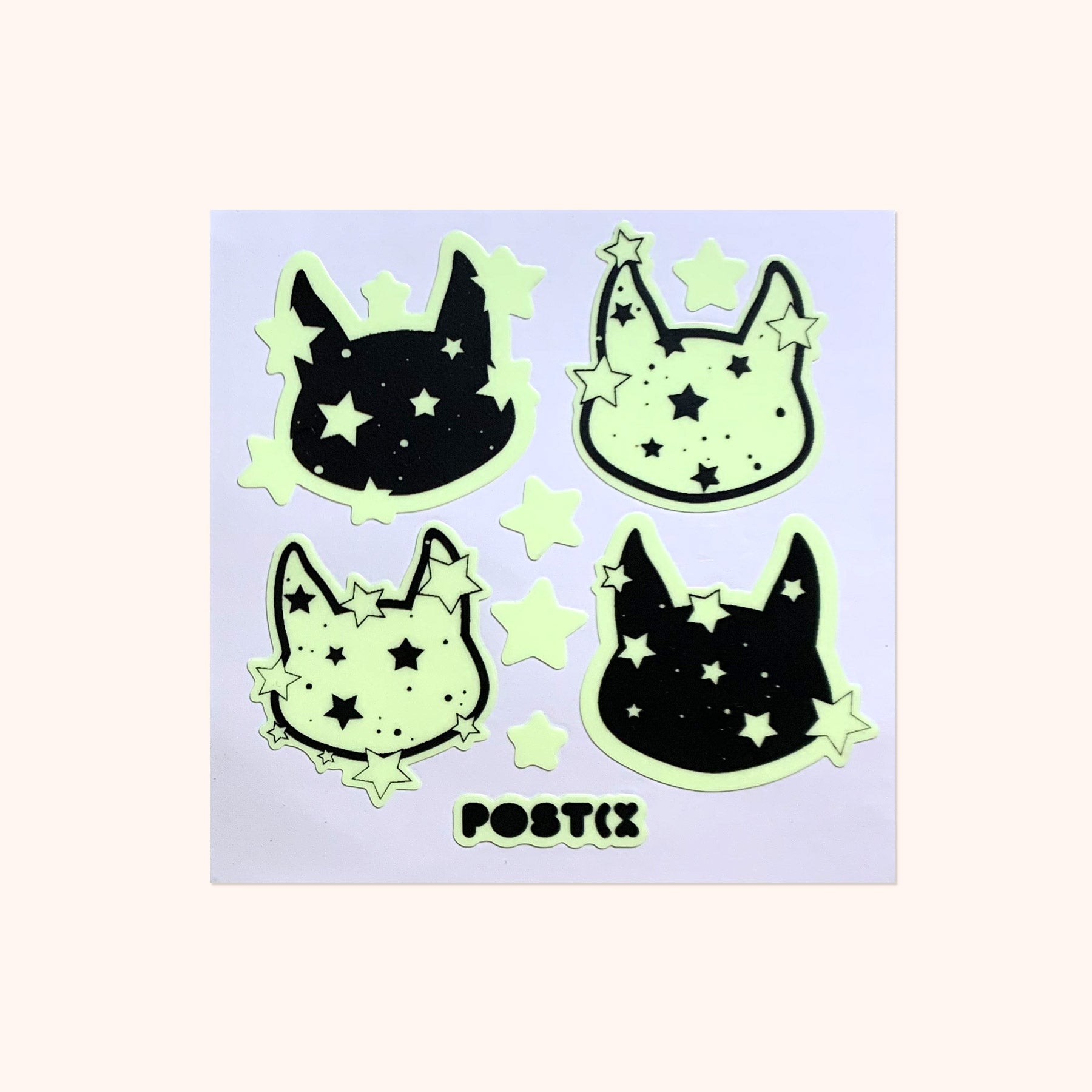 Glow-in-the-Dark Cats A6 Sticker Sheet