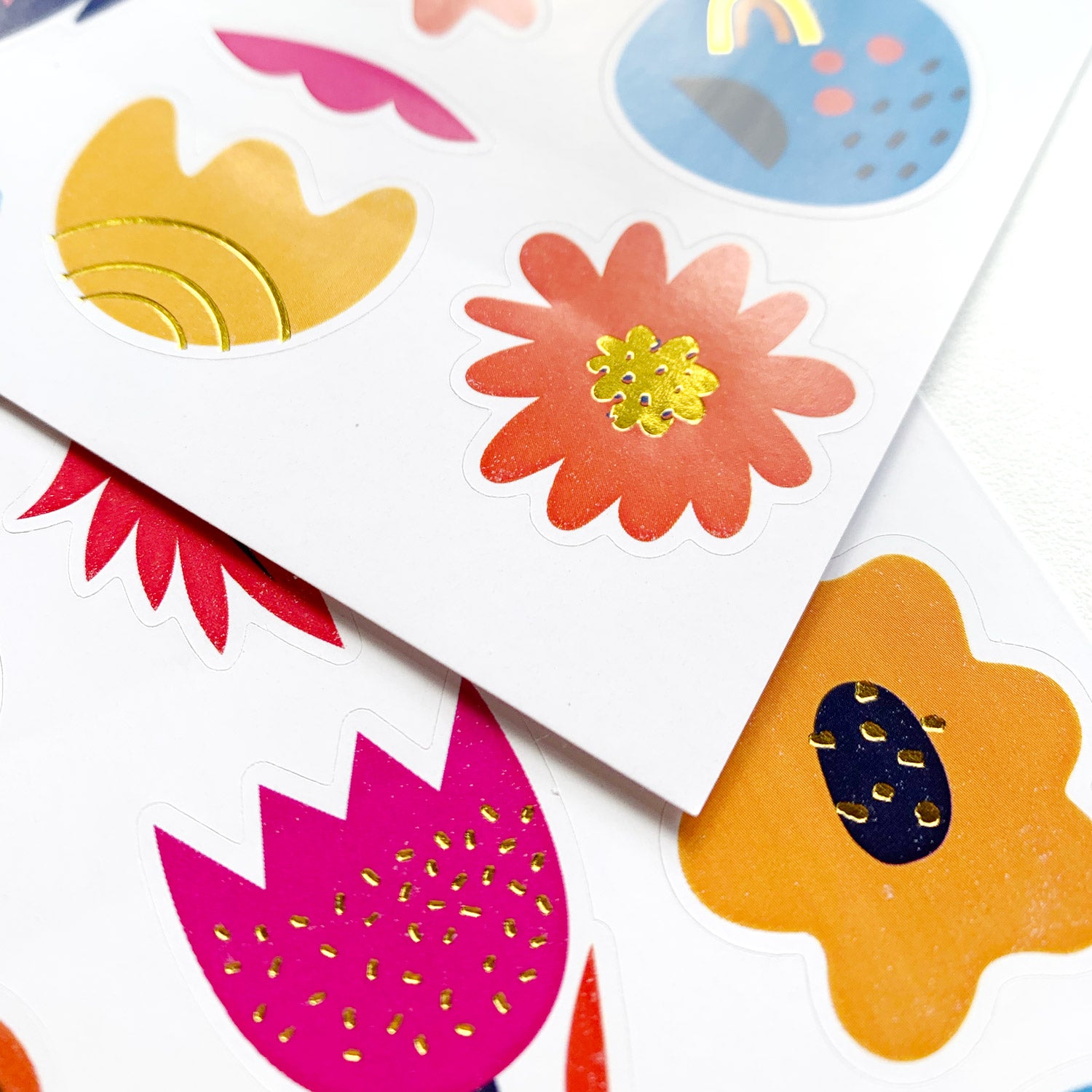 Kintsugi Flowers Gold Foil A6 Sticker Sheet