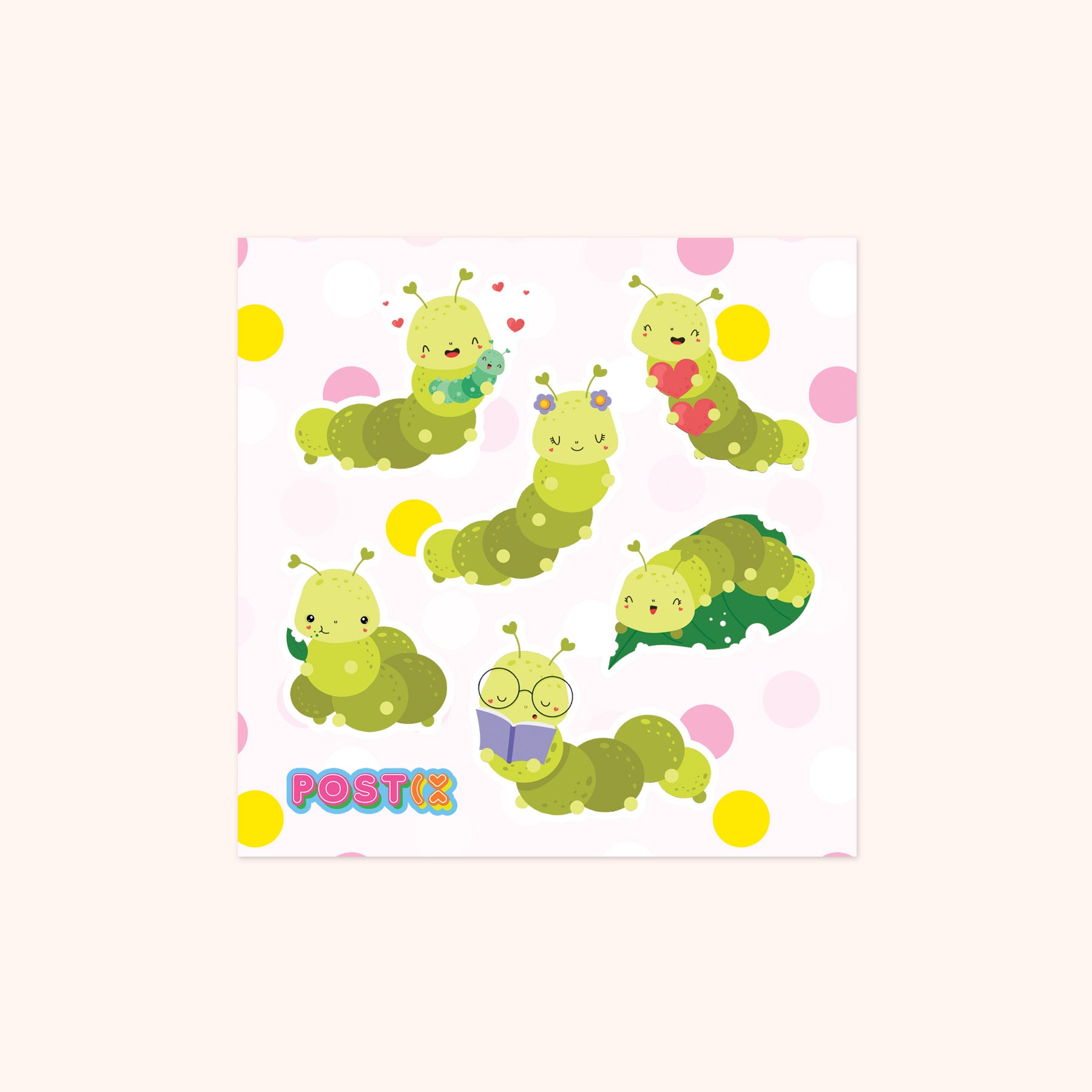 The Very Happy Caterpillar Square Sticker Sheet