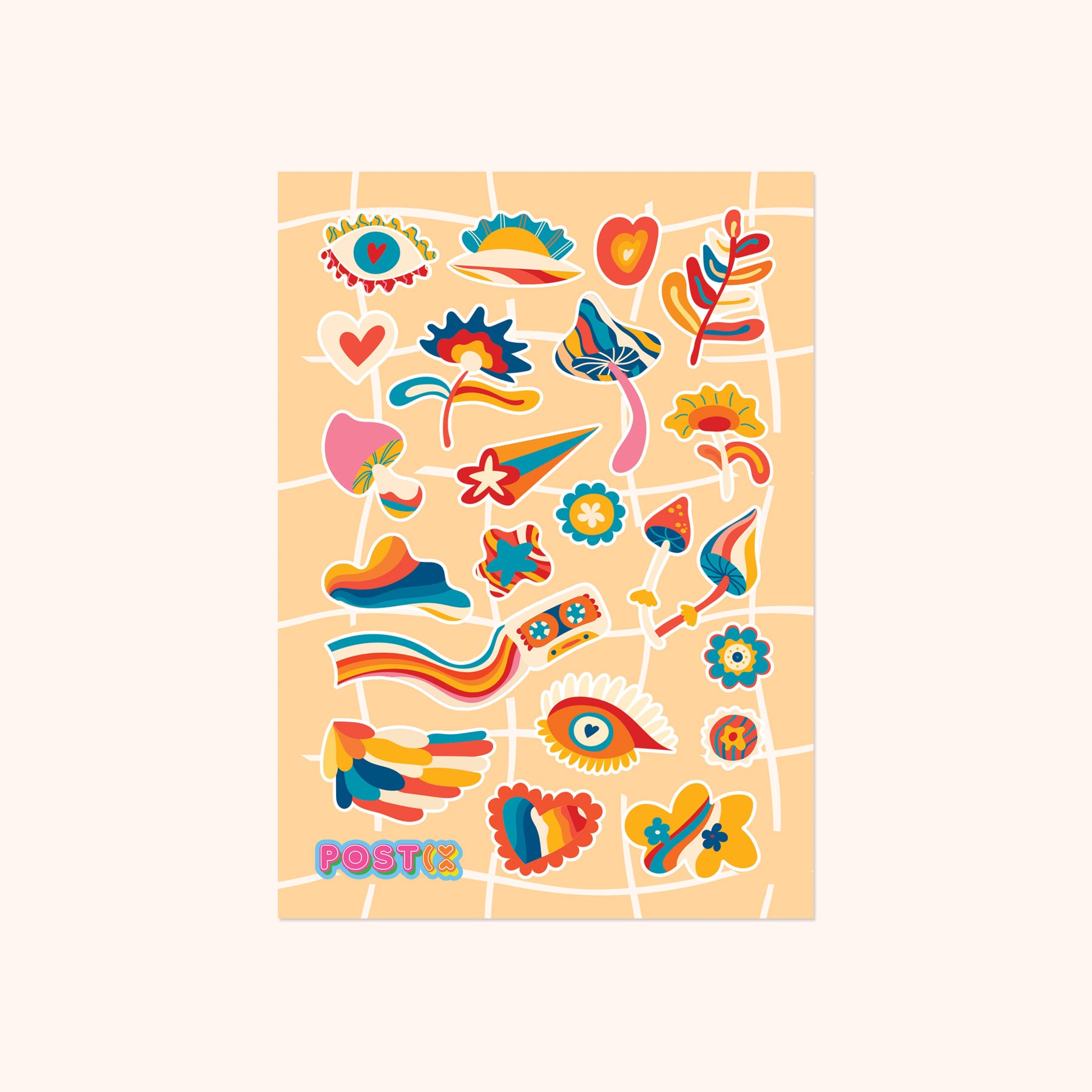 Hippy Rainbow A6 Sticker Sheet