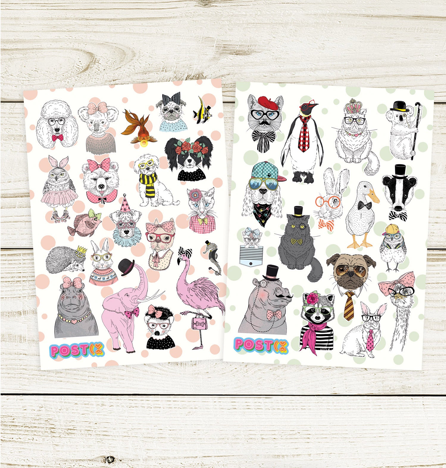 Hipster Animals A5 Sticker Sheet