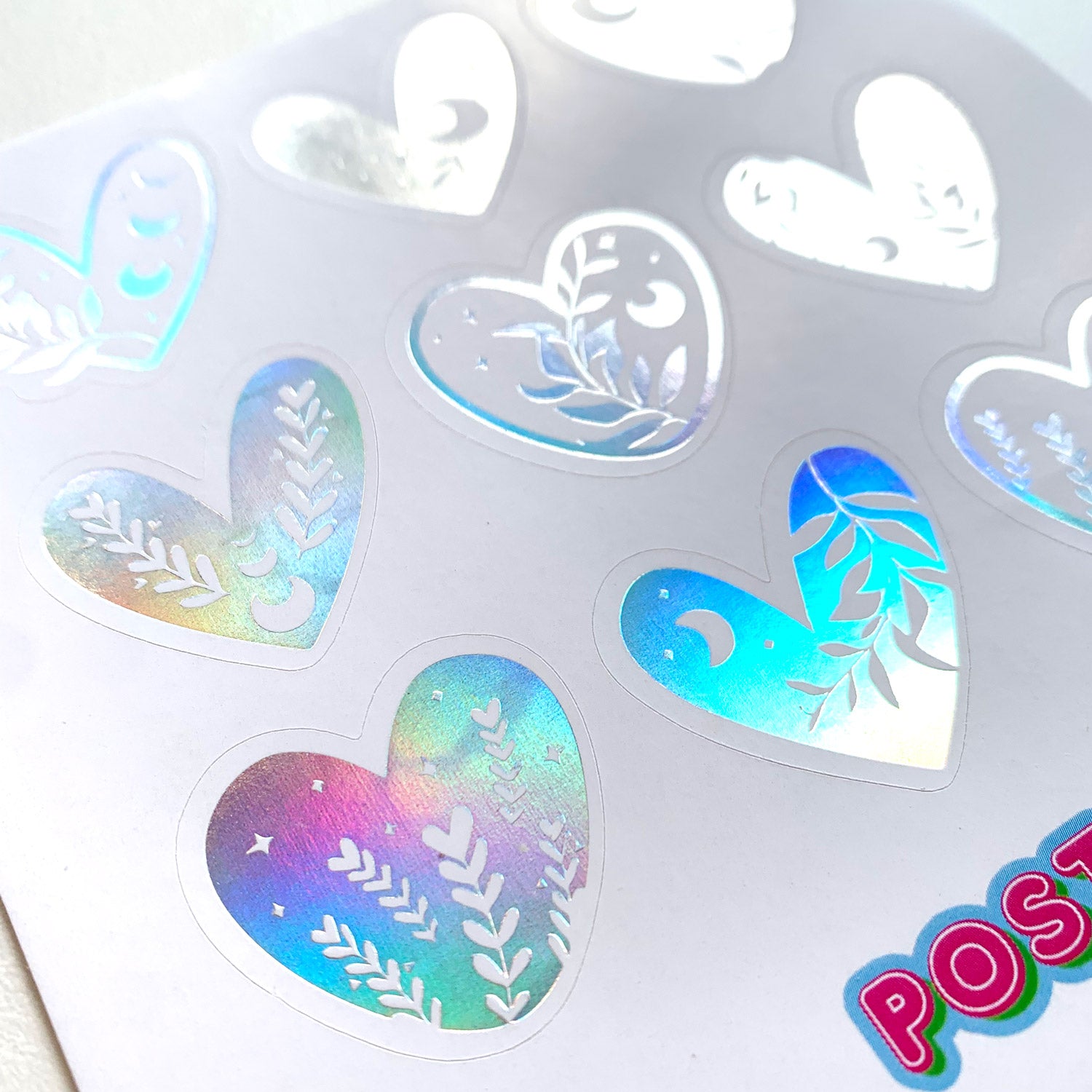 Life Hearts Hologram Square Sticker Sheet