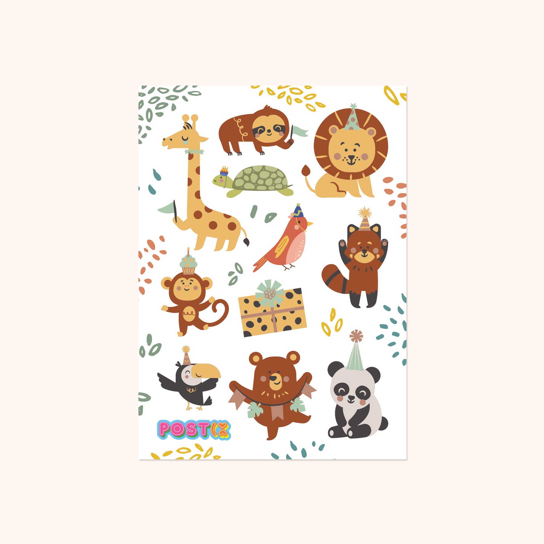 Jungle Party A6 Sticker Sheet
