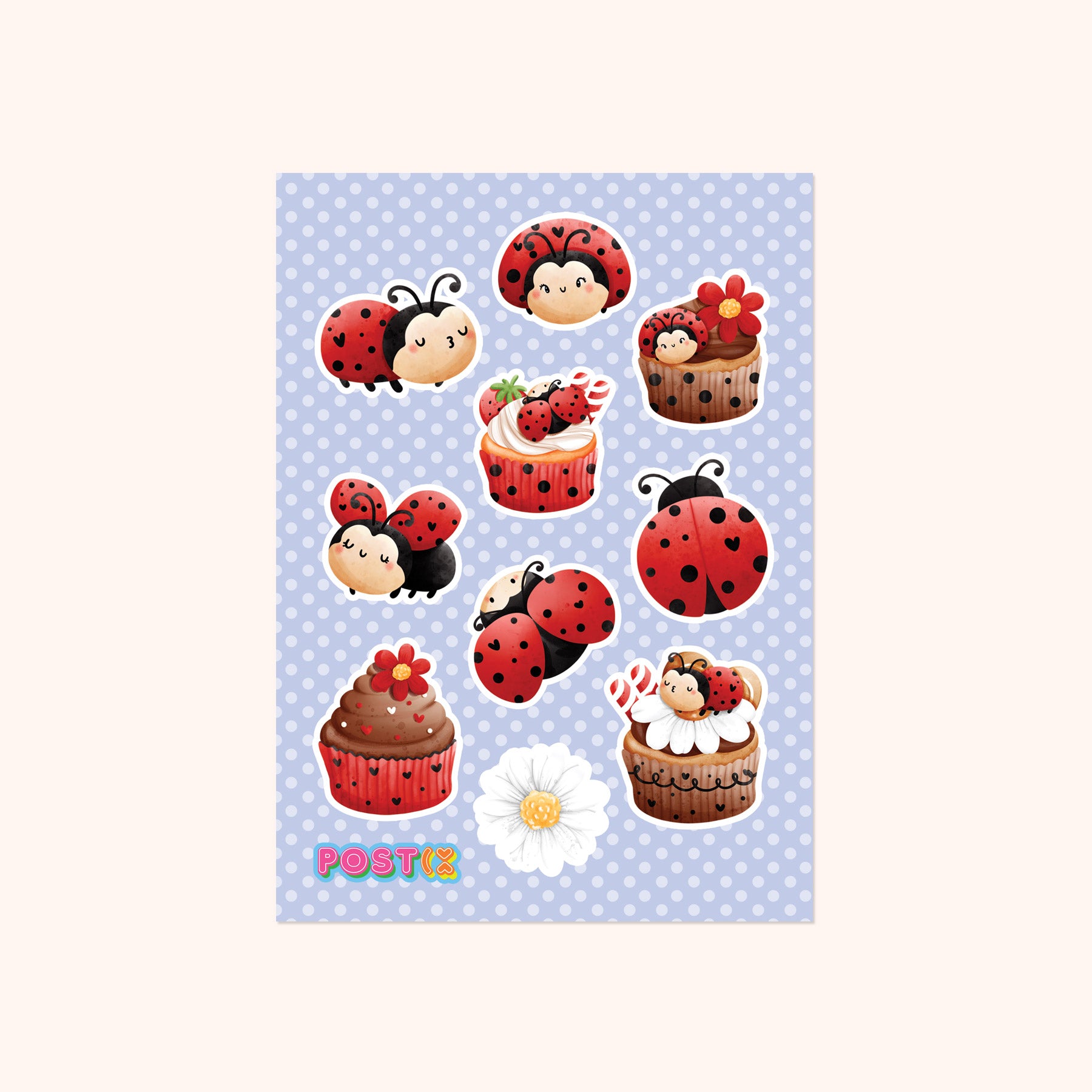 Coccinella Cupcakes A6 Sticker Sheet