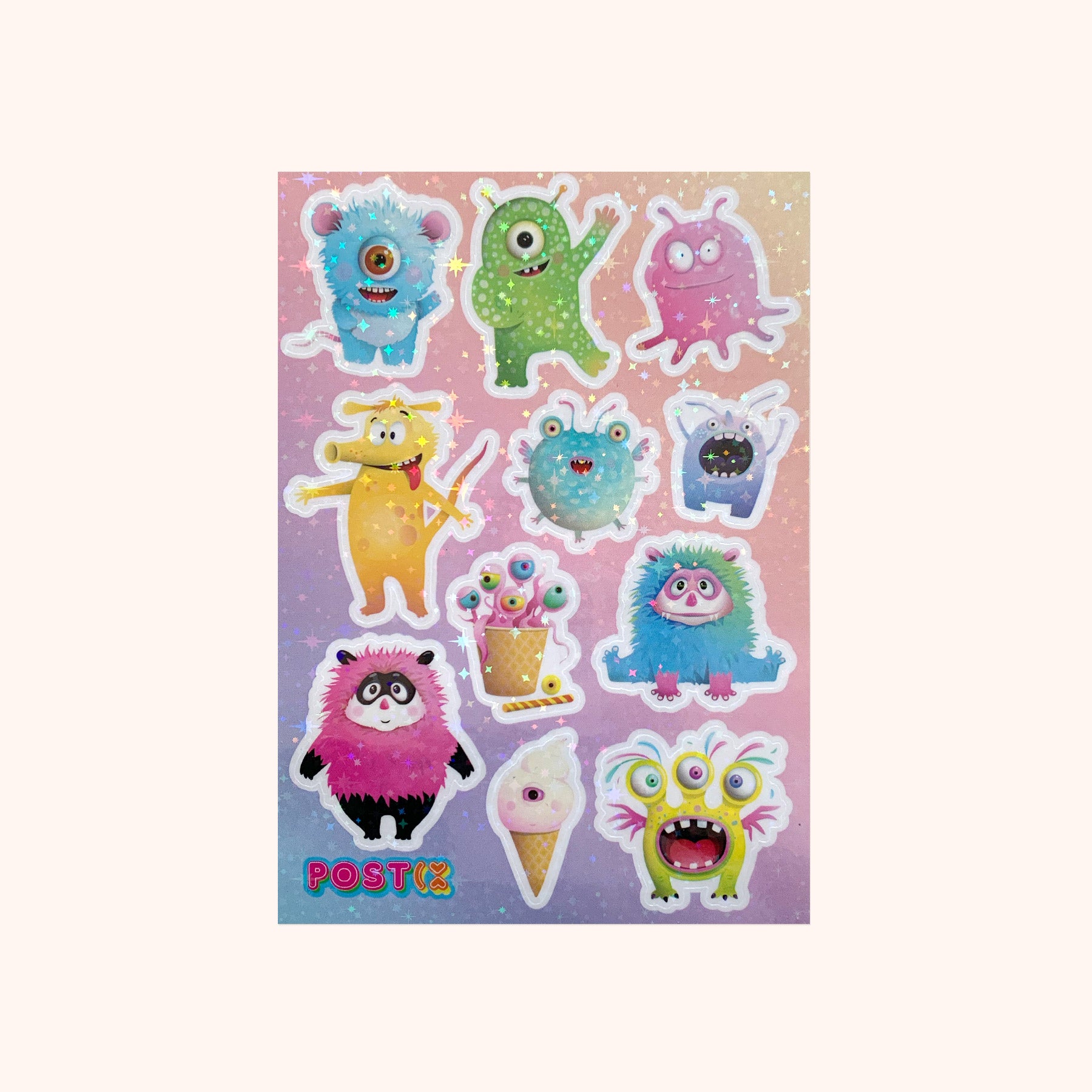 Monster Party A6 Hologram Sticker Sheet