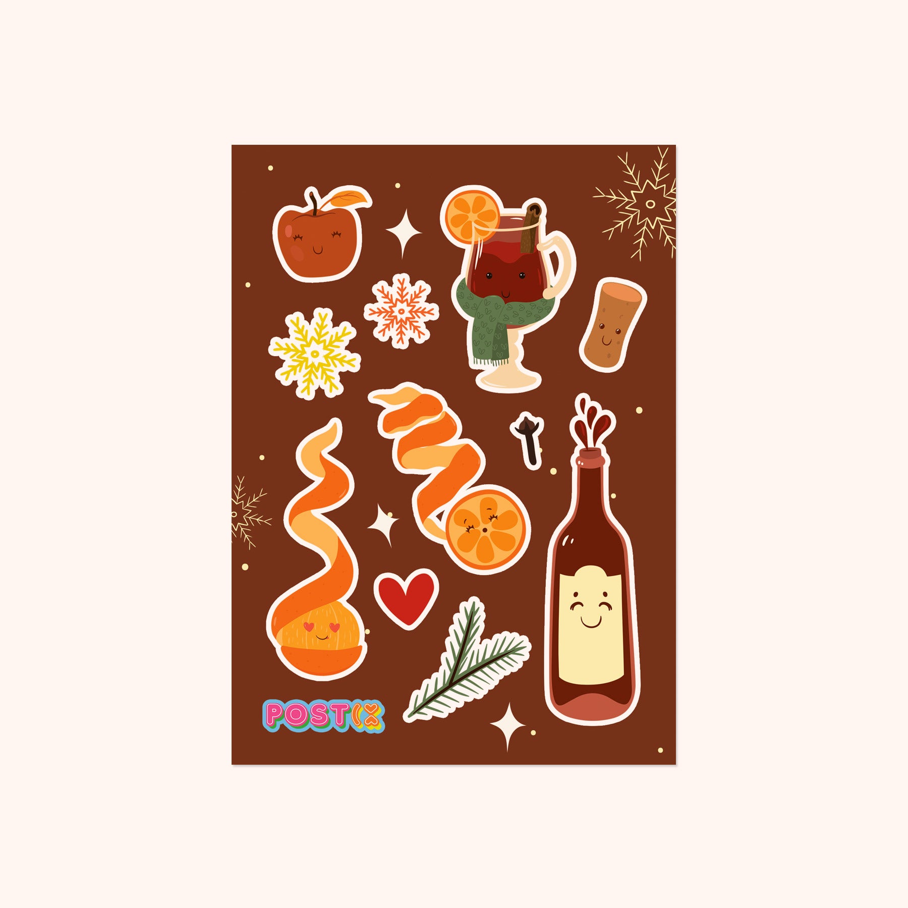 Mulled Wine Time Transparent A6 Sticker Sheet