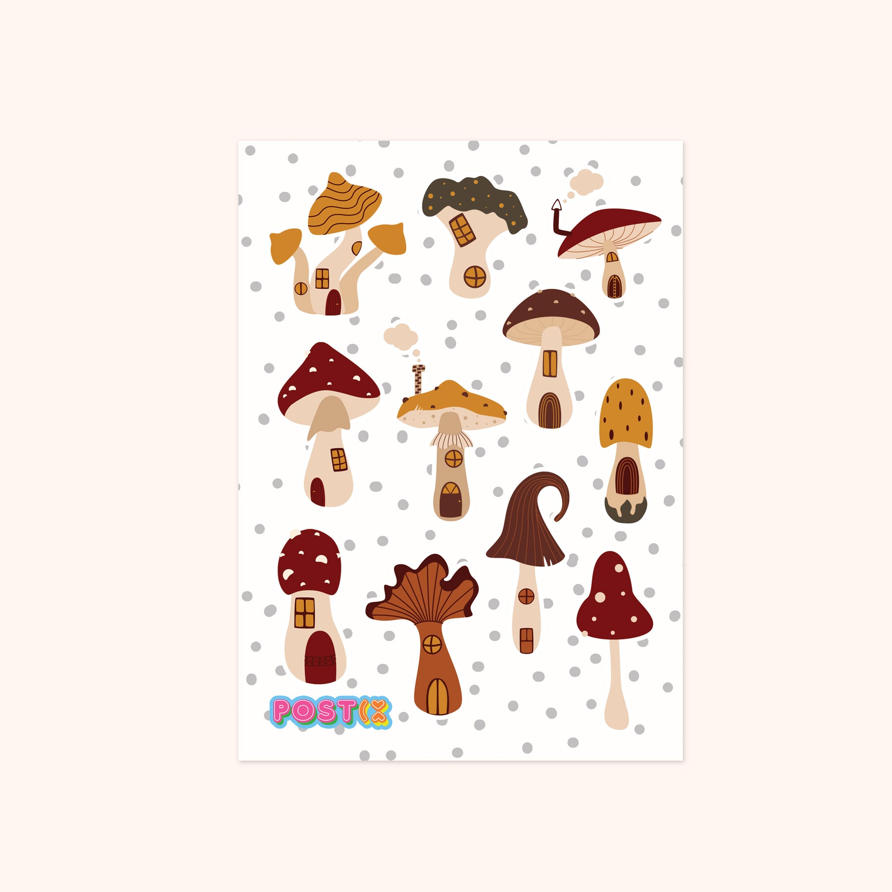 Mushroom Village A6 Sticker Sheet