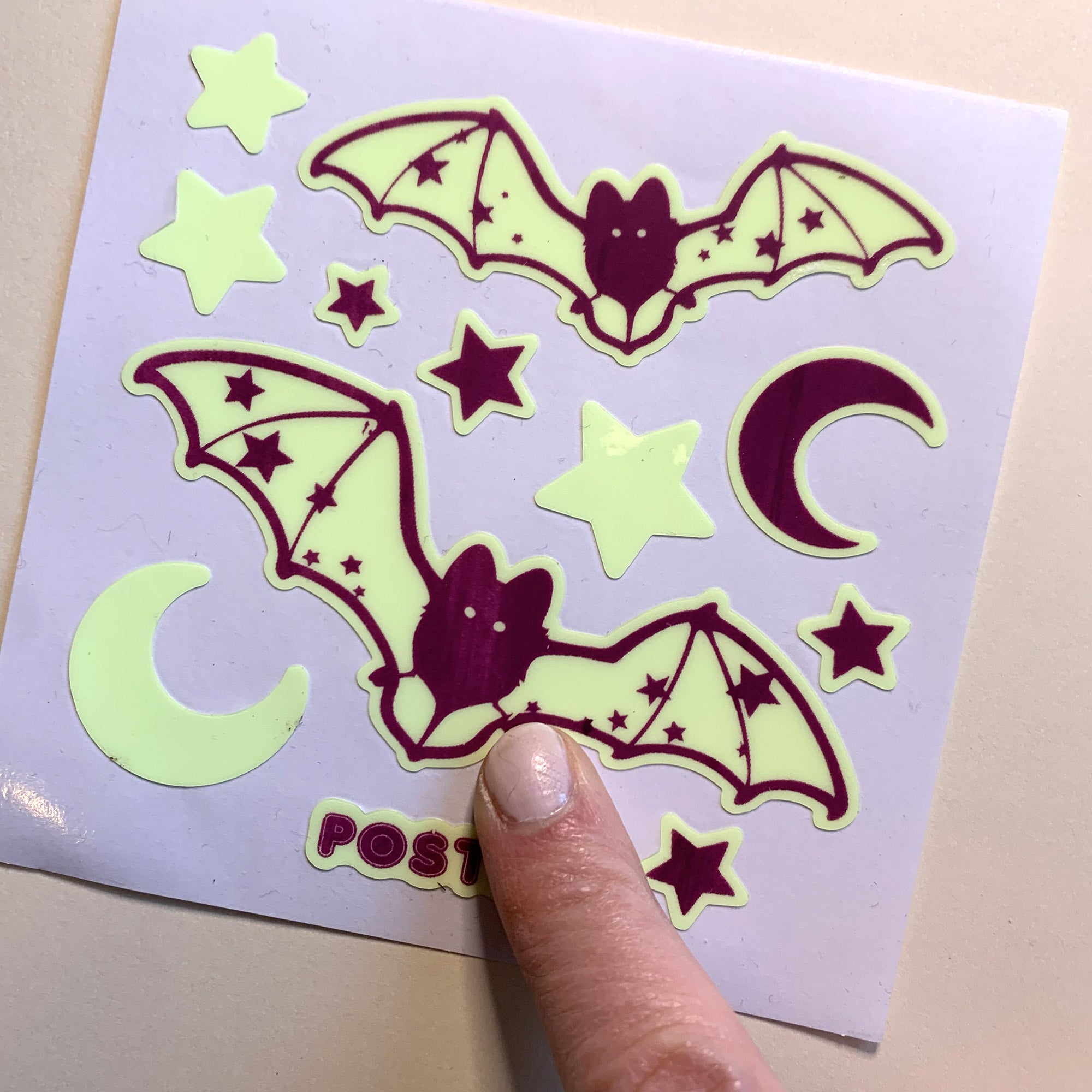 Fabulously Faulty: Glow in the Dark Bats Square Sticker Sheet