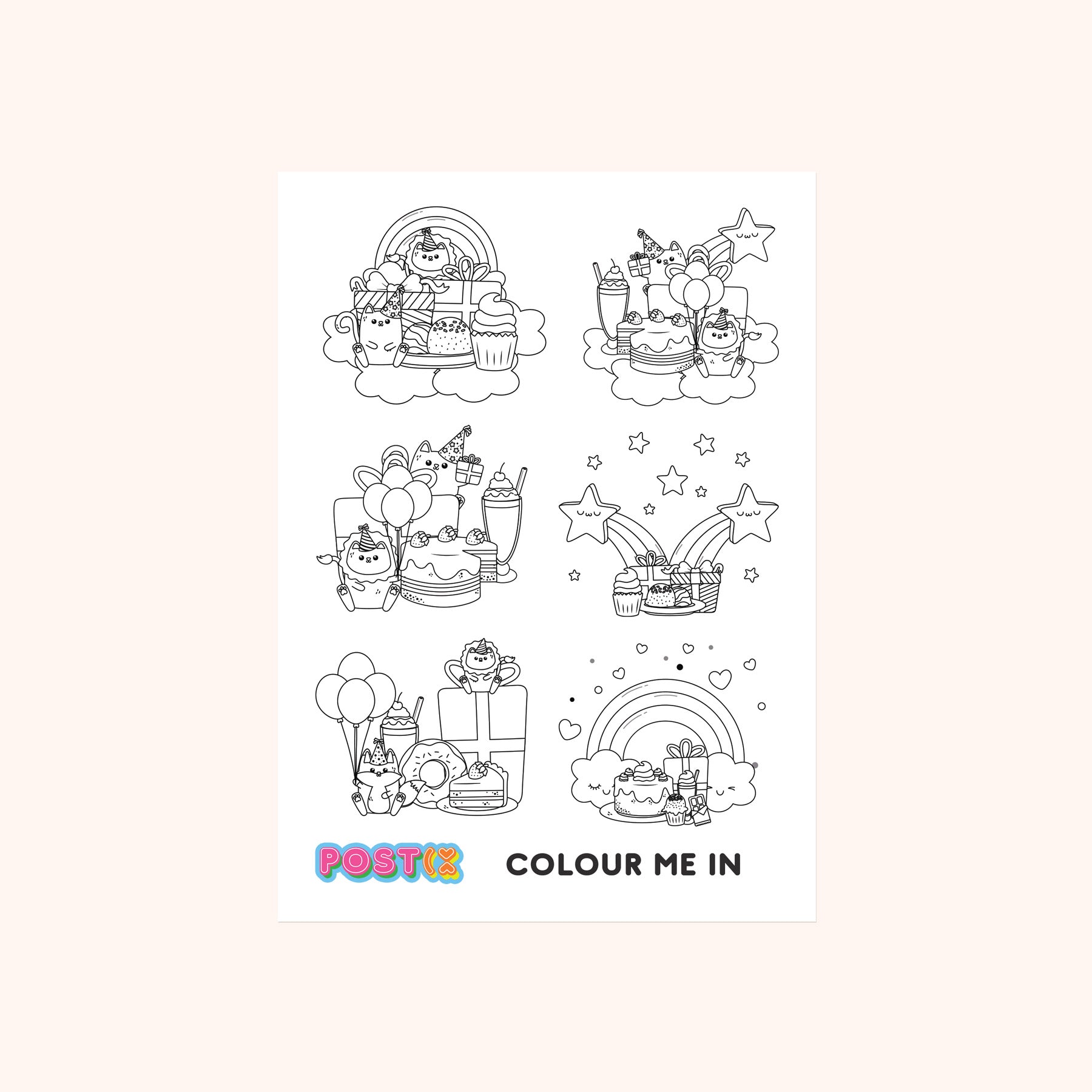 Partyland Colouring In A6 Sticker Sheet