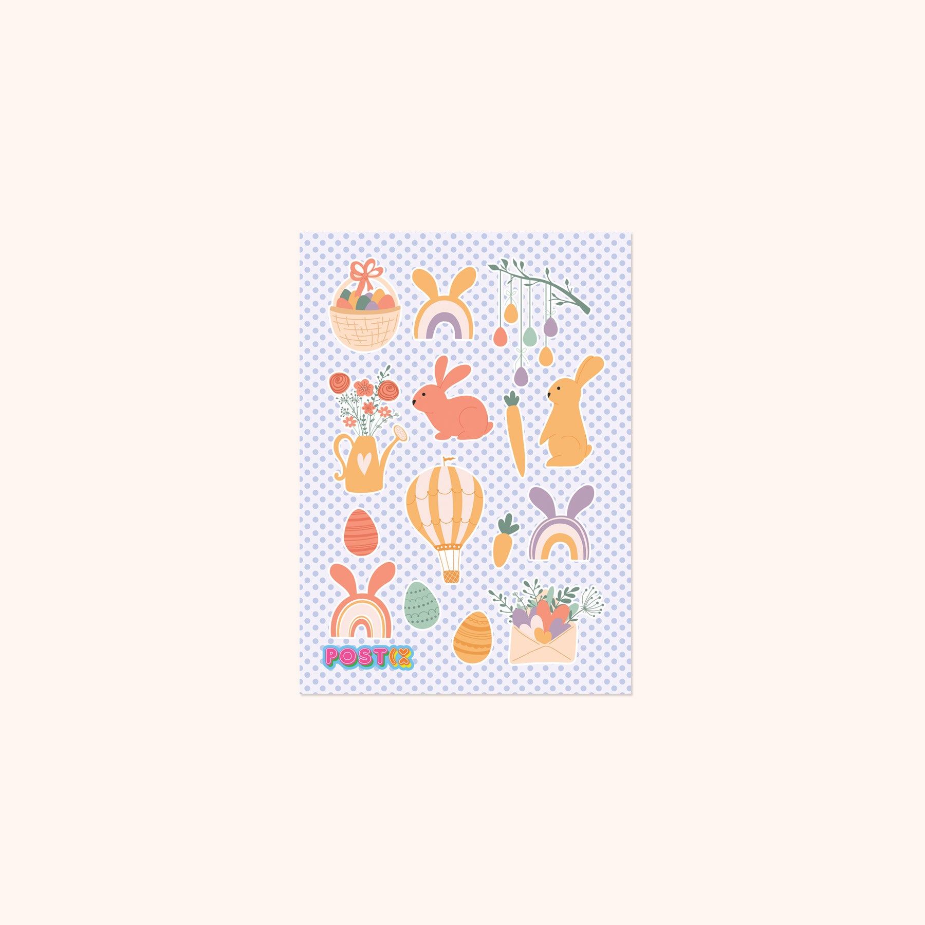 Pastel Easter Bunny Garden A7 Sticker Sheet