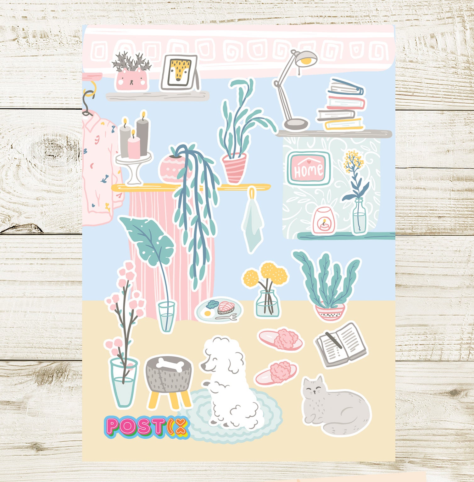 Peaceful Pastel Apartment A6 Sticker Sheet