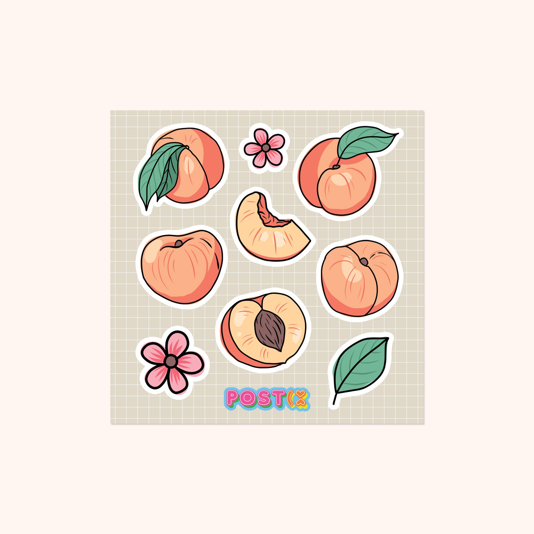 Peaches for Me Square Sticker Sheet