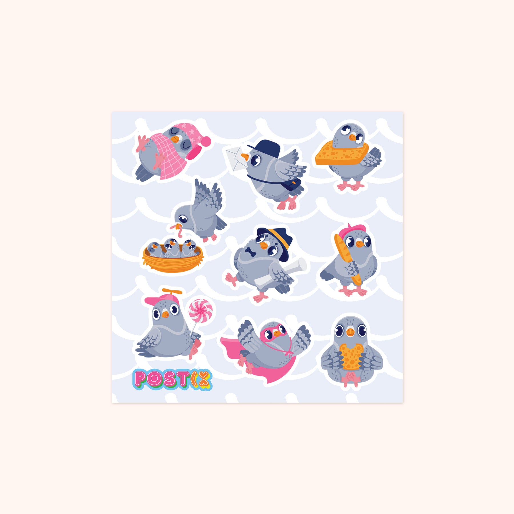 Pigeon's Day Out Square Sticker Sheet